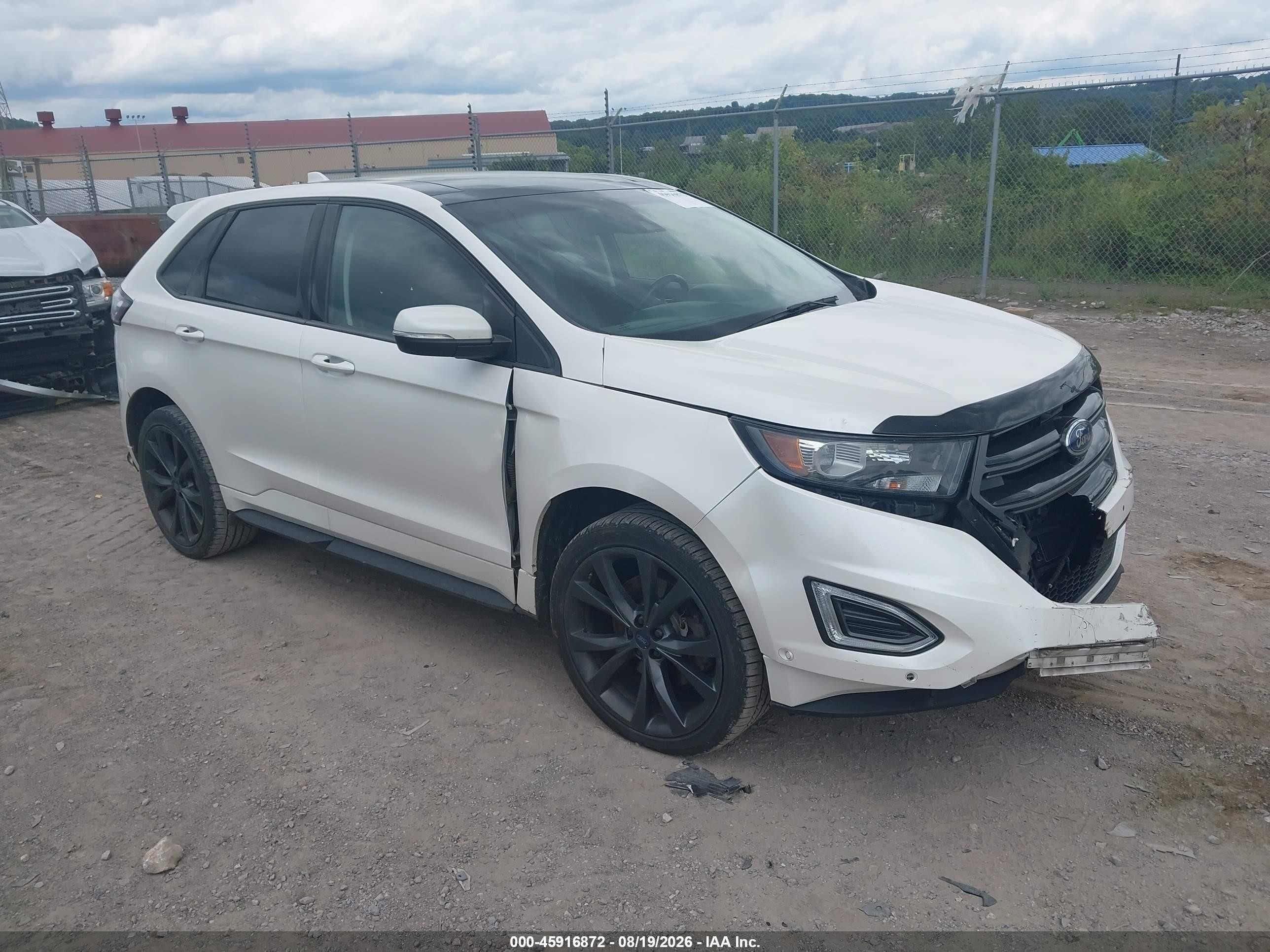 2015 Ford Edge Sport White vin: 2FMPK4AP7FBC10447
