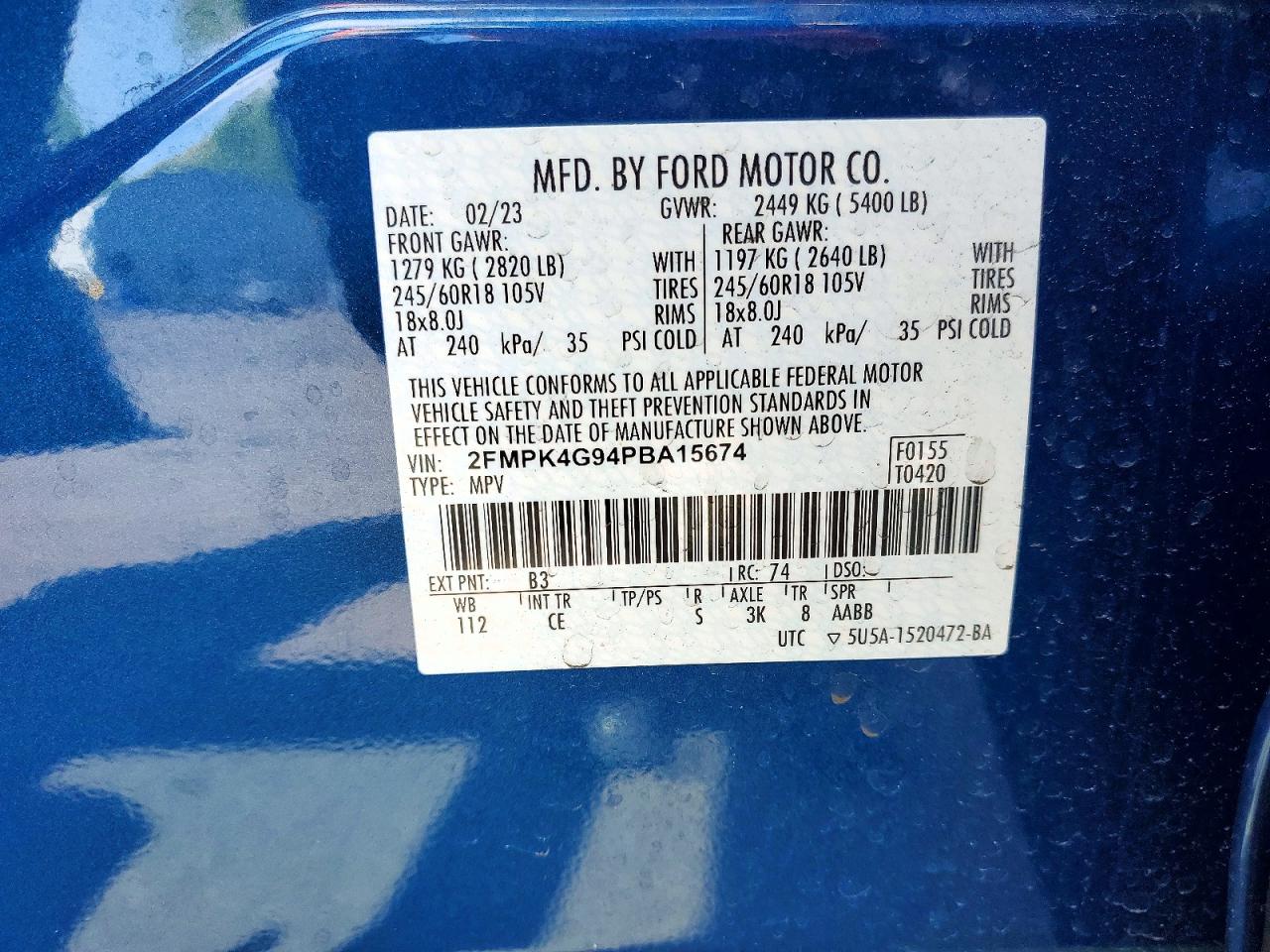 2023 Ford Edge Se Blue vin: 2FMPK4G94PBA15674