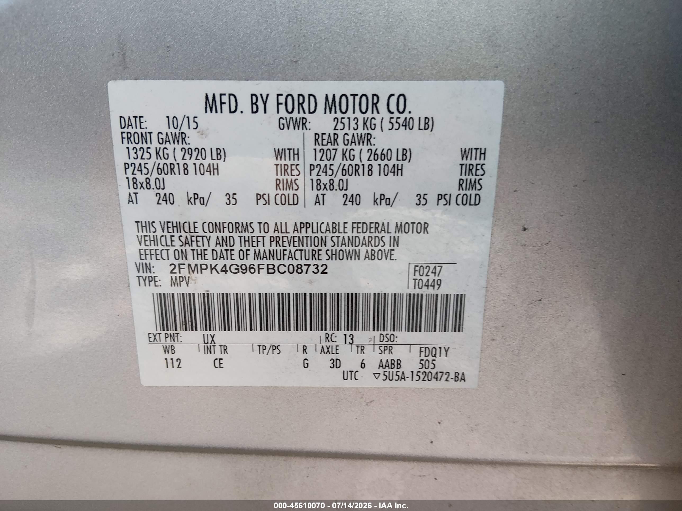 2015 Ford Edge Se Silver vin: 2FMPK4G96FBC08732