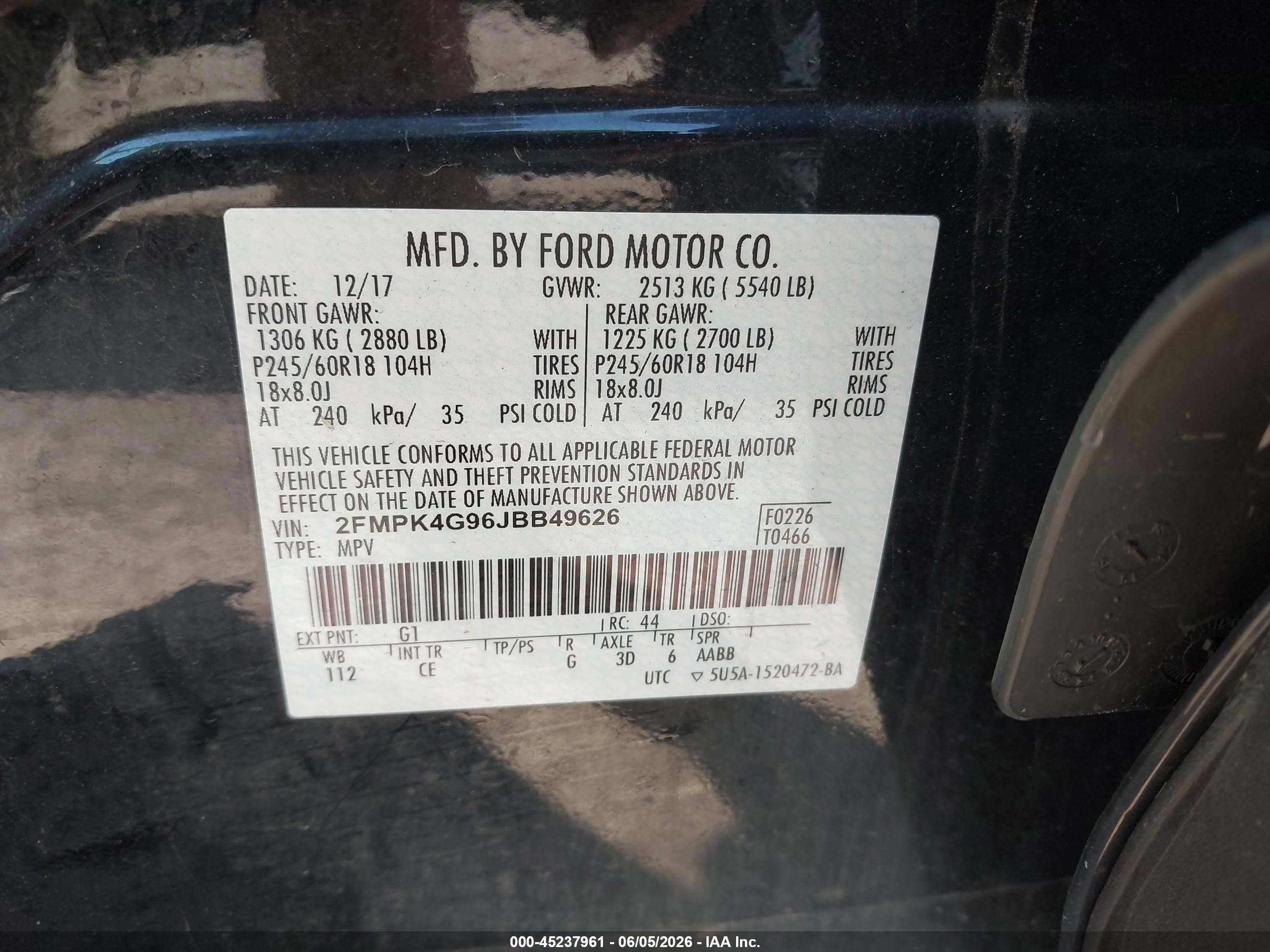 2018 Ford Edge Se Black vin: 2FMPK4G96JBB49626