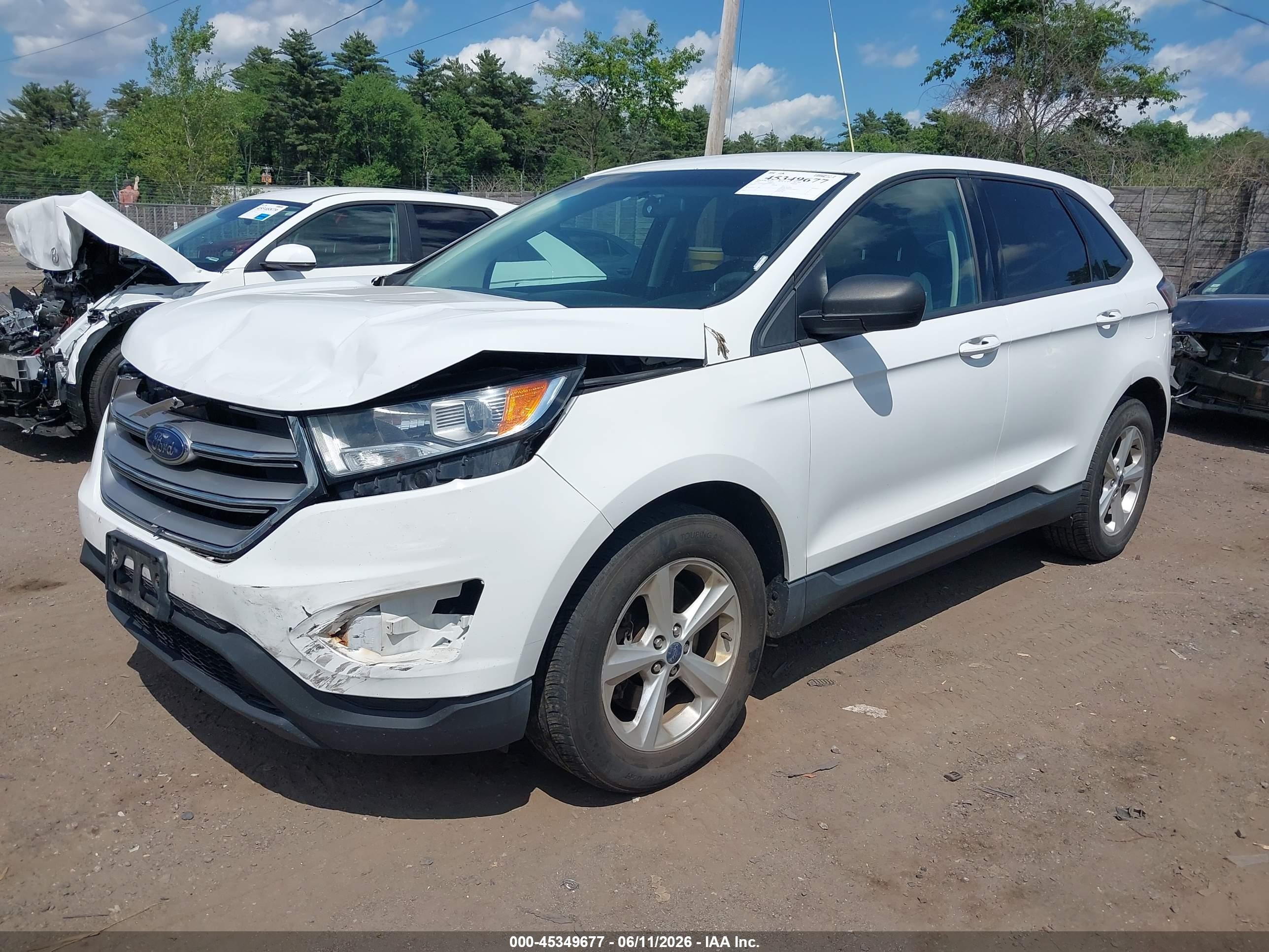 2016 Ford Edge Se White vin: 2FMPK4G9XGBB43238