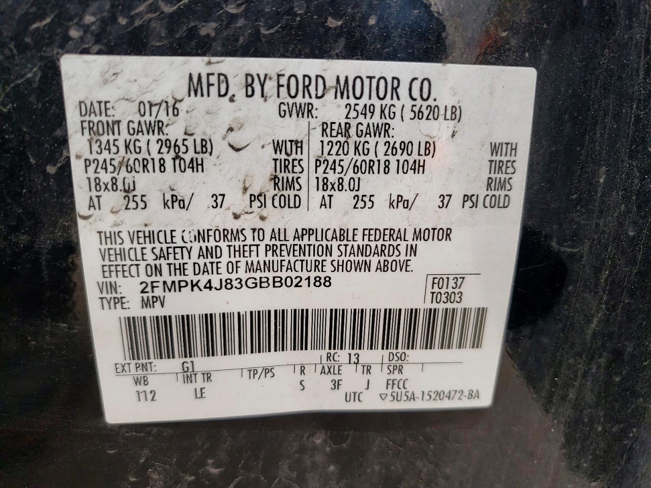 2016 Ford Edge Sel Черный vin: 2FMPK4J83GBB02188