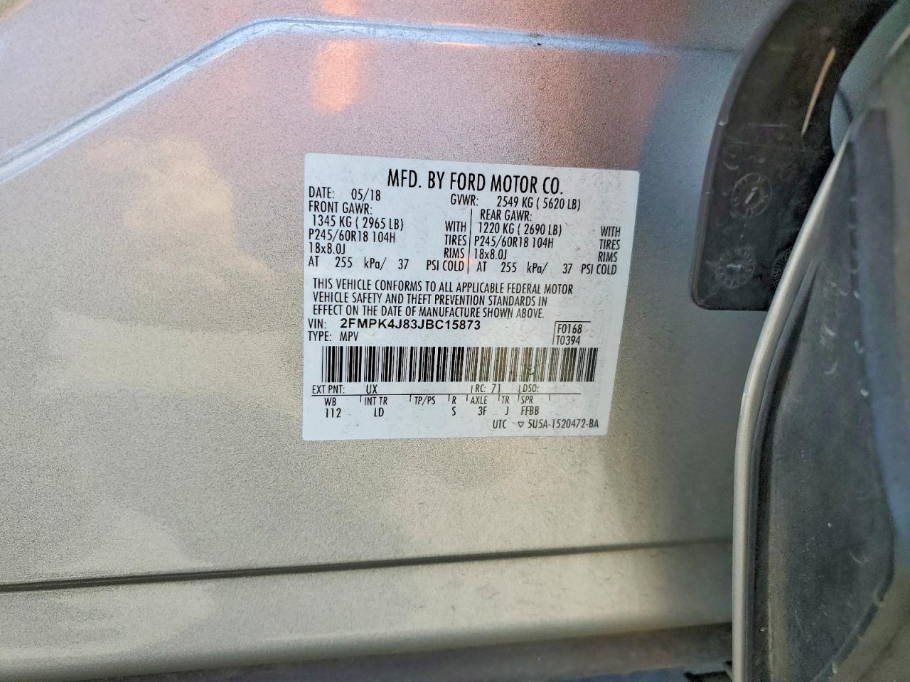 2018 Ford Edge Sel Серебряный vin: 2FMPK4J83JBC15873