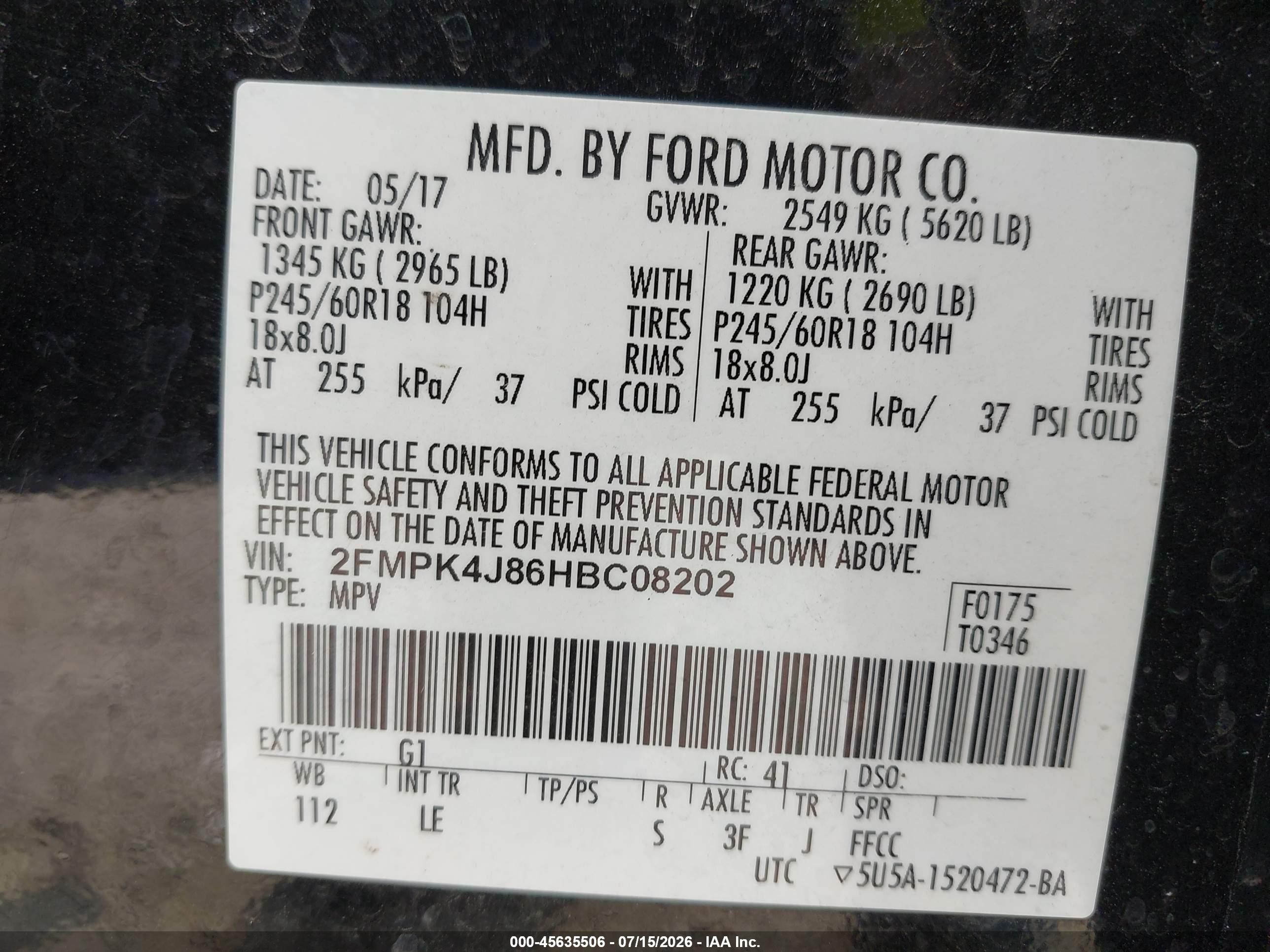 2017 Ford Edge Sel Black vin: 2FMPK4J86HBC08202
