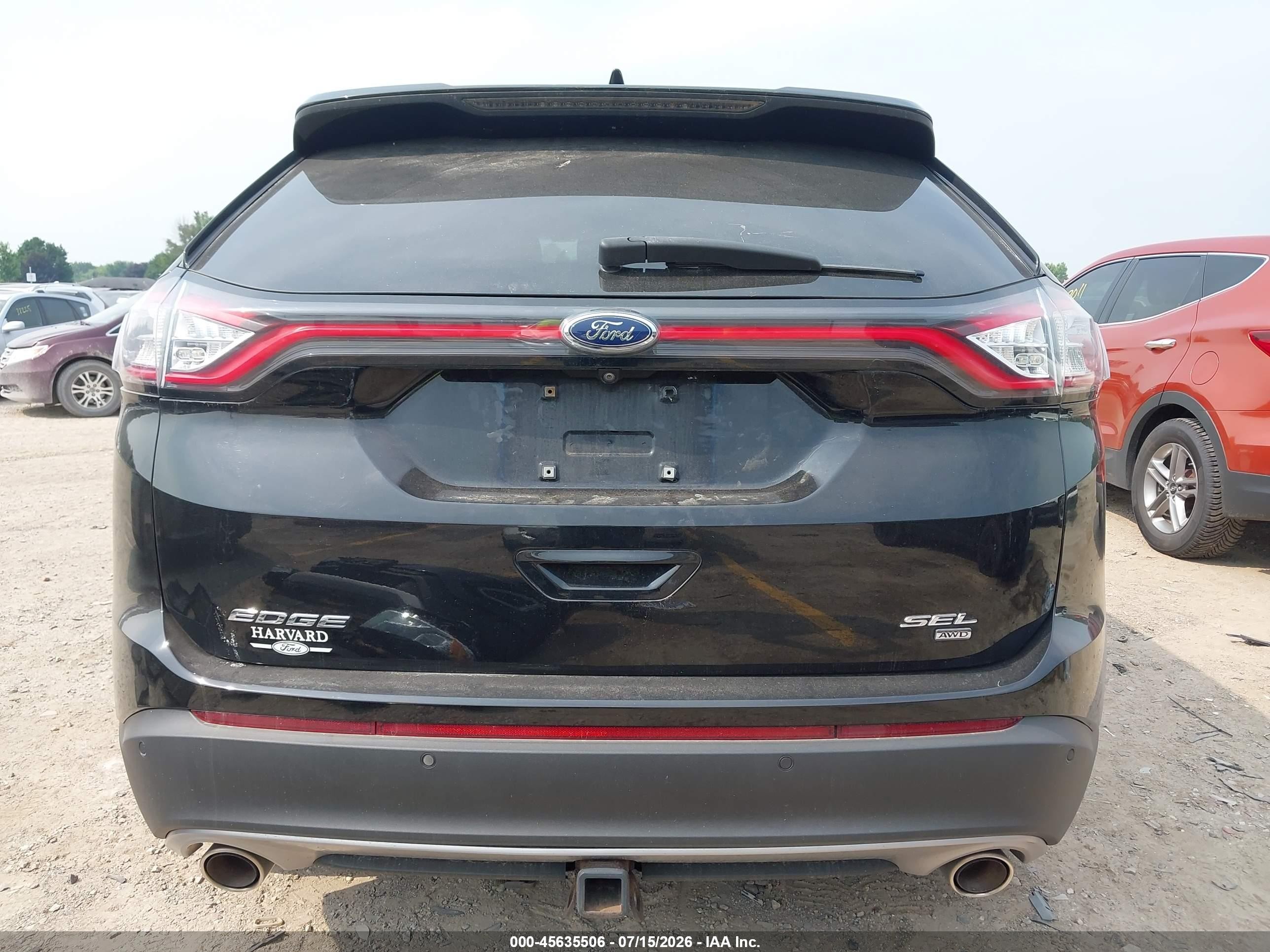 2017 Ford Edge Sel Black vin: 2FMPK4J86HBC08202