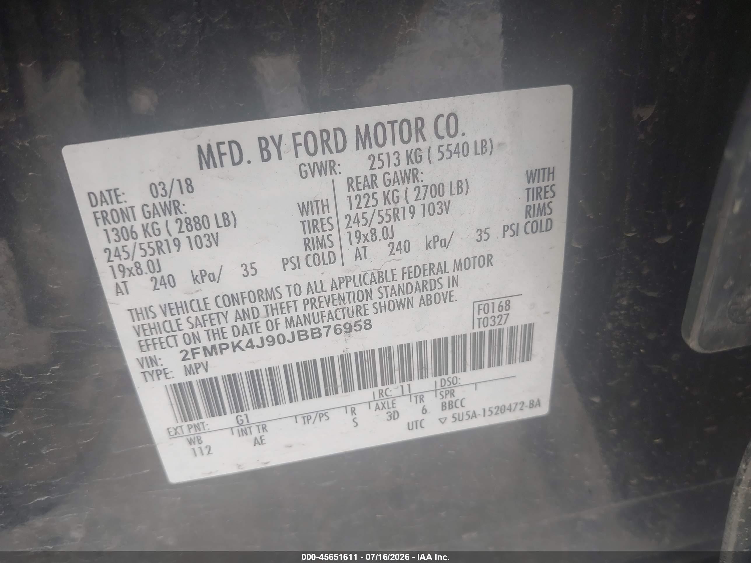 2018 Ford Edge Sel Черный vin: 2FMPK4J90JBB76958