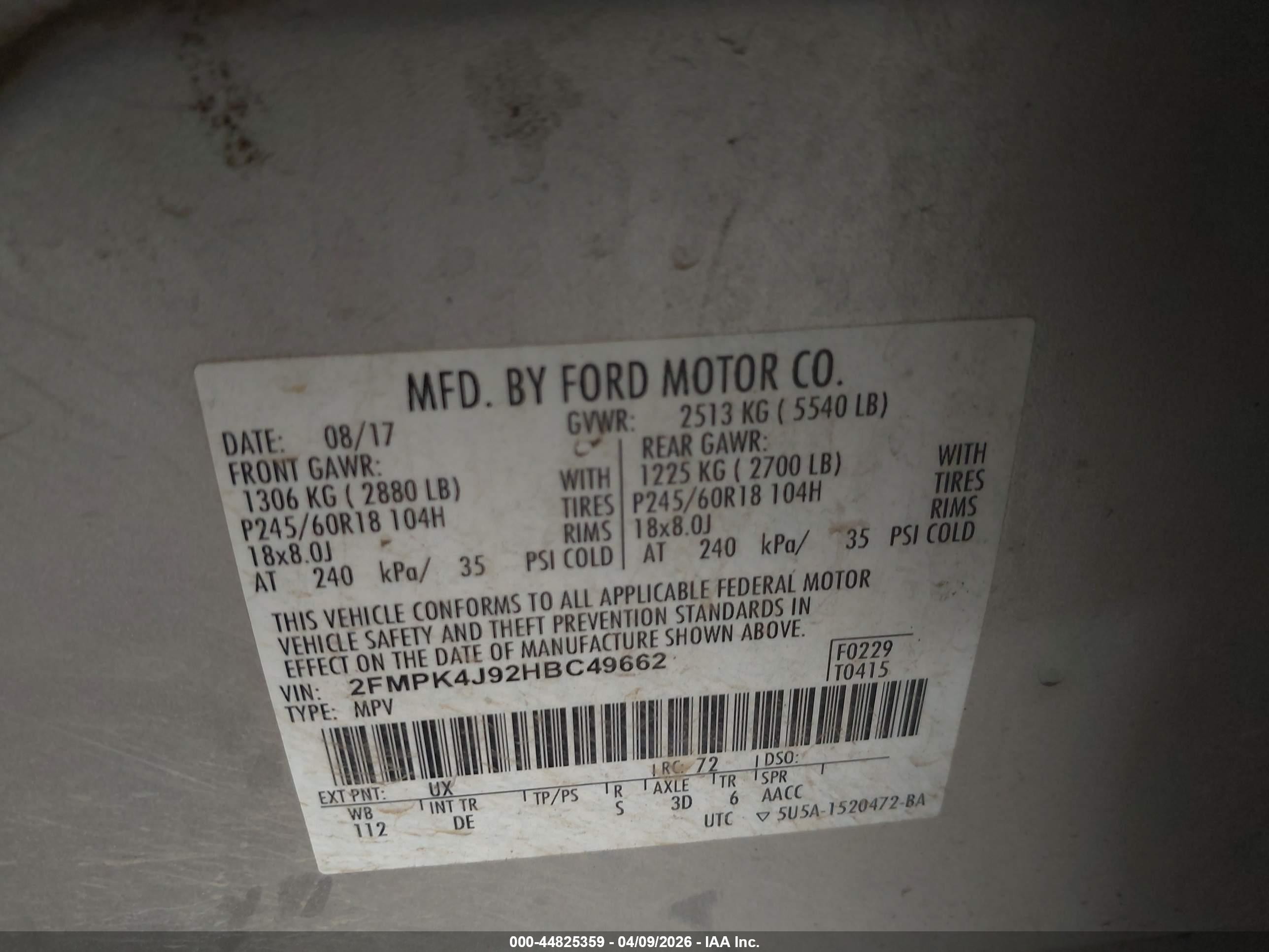 2017 Ford Edge Sel Silver vin: 2FMPK4J92HBC49662