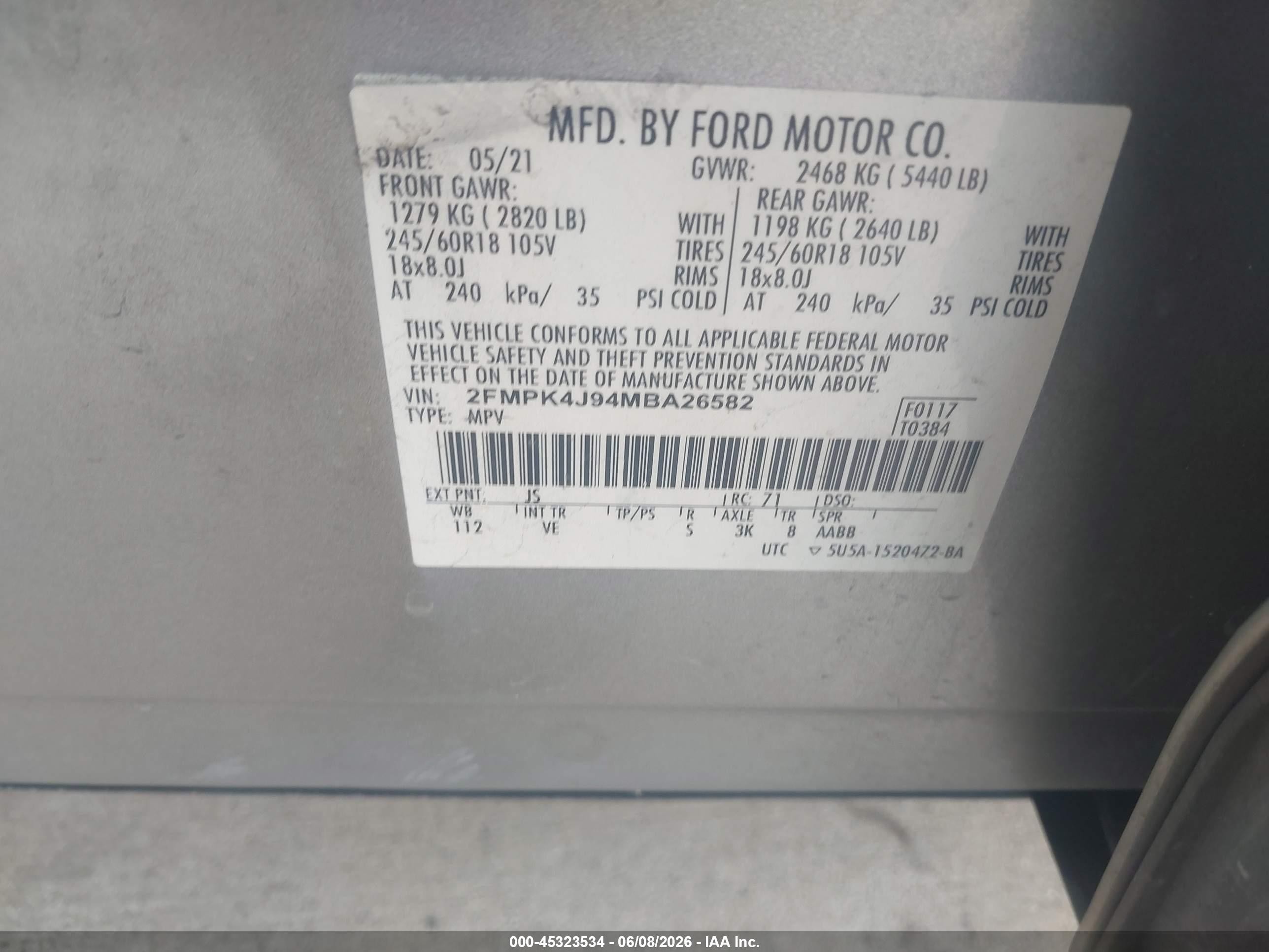 2021 Ford Edge Sel Silver vin: 2FMPK4J94MBA26582