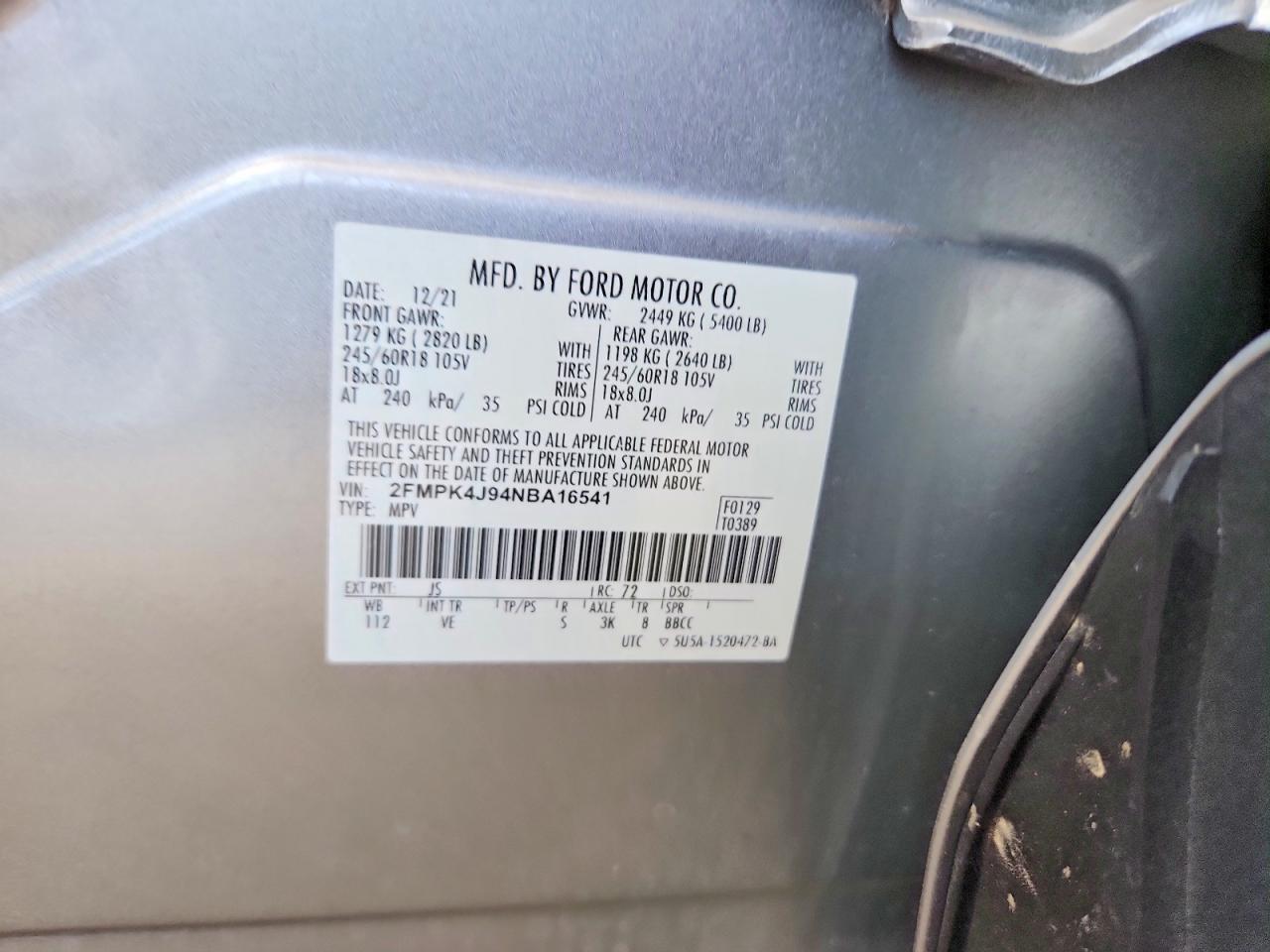2022 Ford Edge Sel Silver vin: 2FMPK4J94NBA16541