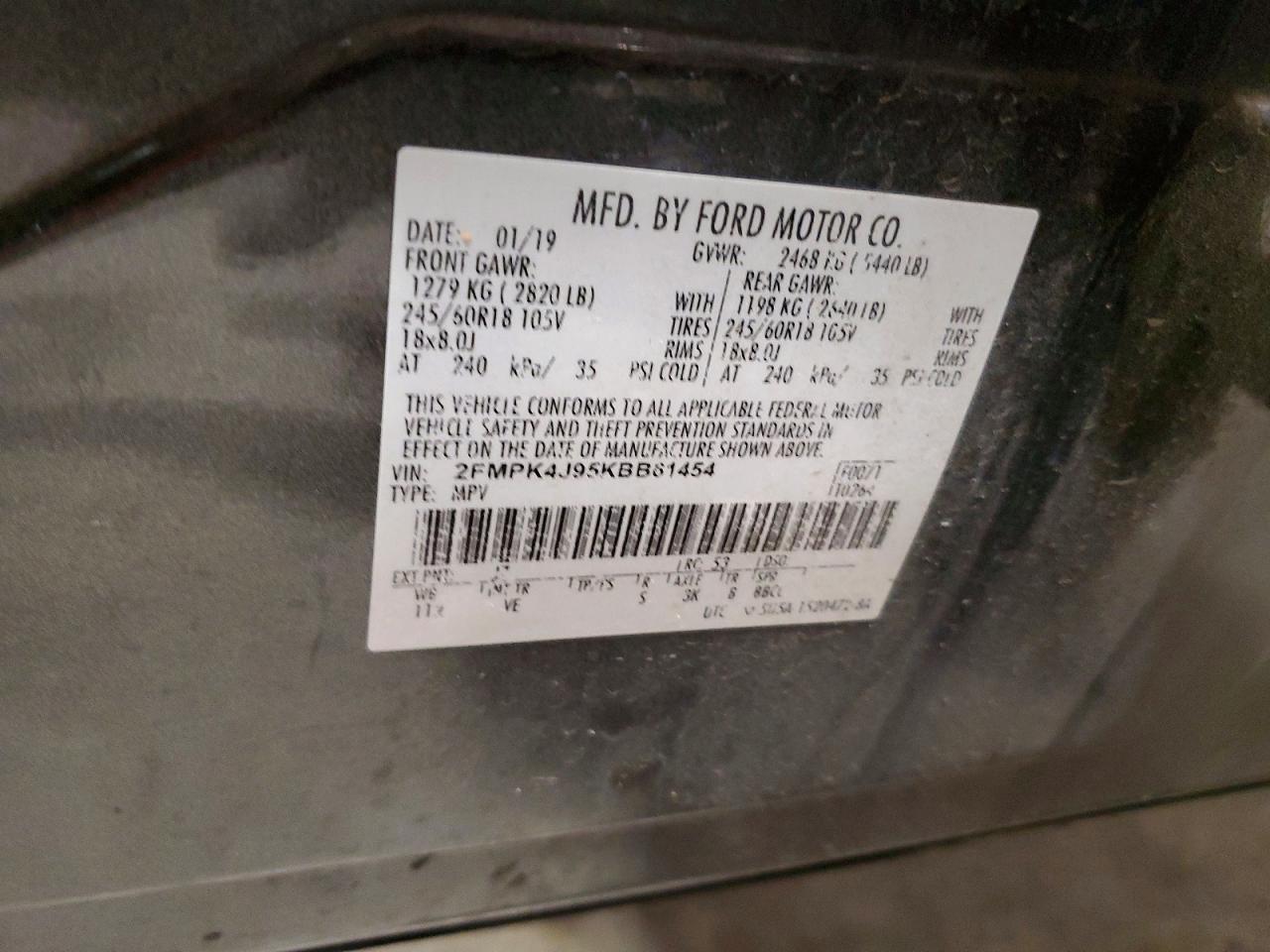 2019 Ford Edge Sel Blue vin: 2FMPK4J95KBB61454