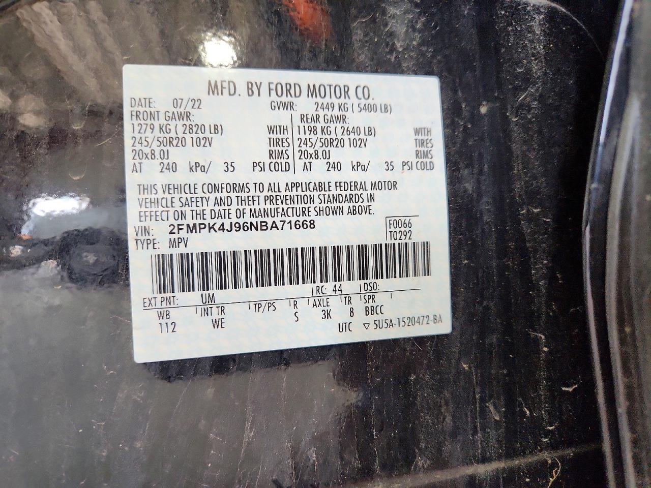 2022 Ford Edge Sel Black vin: 2FMPK4J96NBA71668