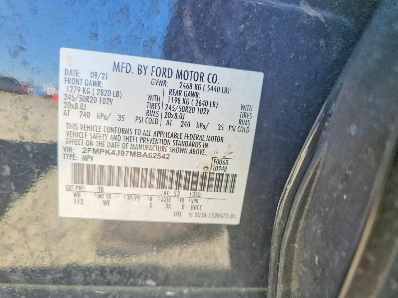 2021 Ford Edge Sel Черный vin: 2FMPK4J97MBA62542