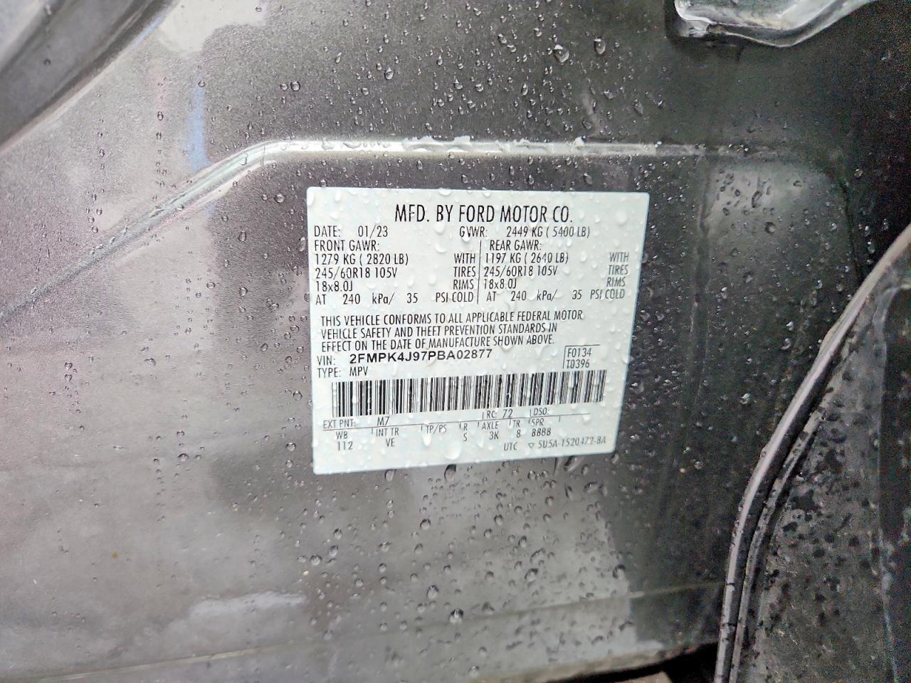 2023 Ford Edge Sel Gray vin: 2FMPK4J97PBA02877