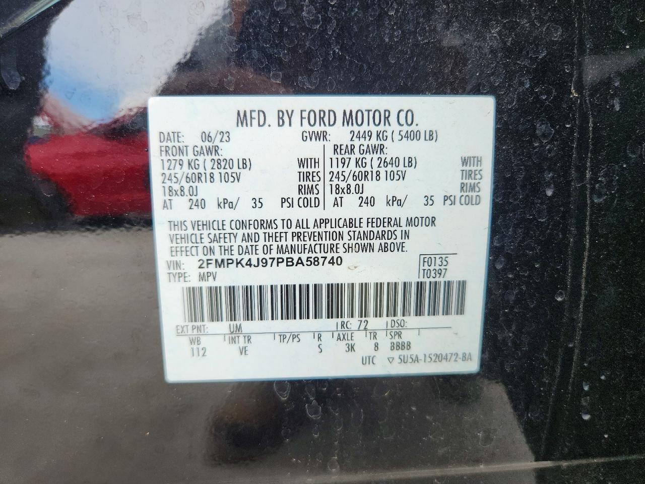 2023 Ford Edge Sel Black vin: 2FMPK4J97PBA58740