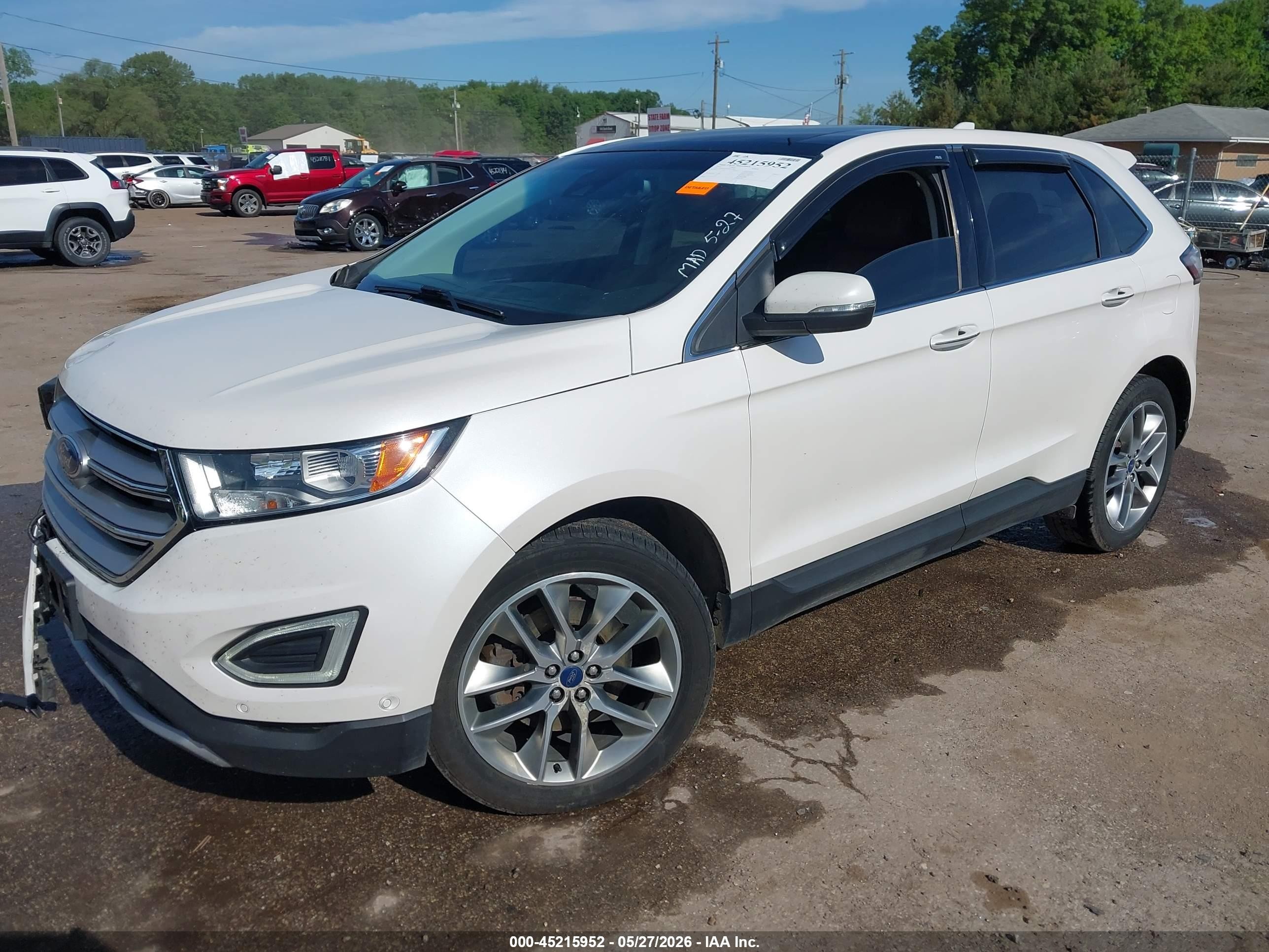 2015 Ford Edge Titanium White vin: 2FMPK4K80FBB23609