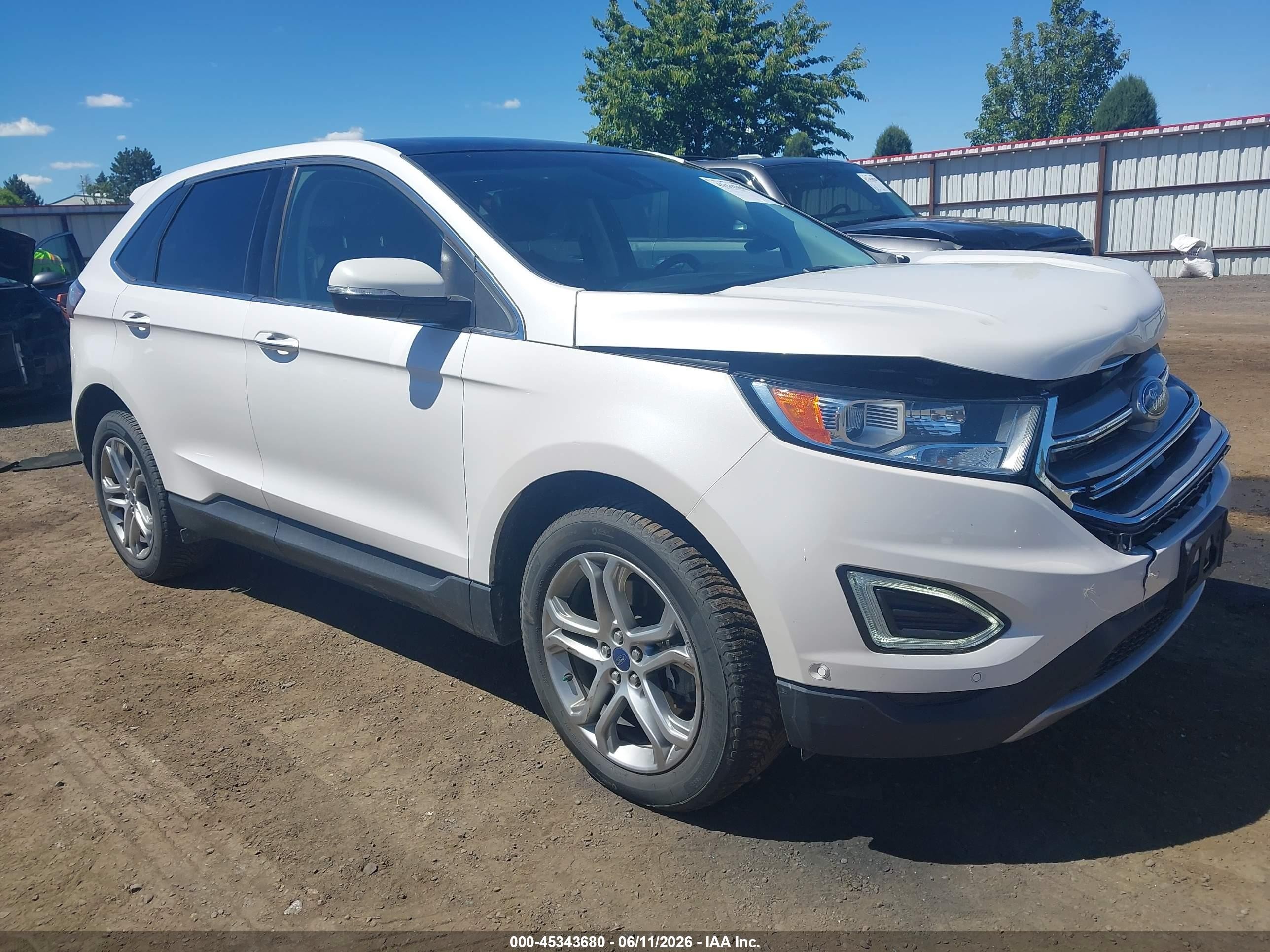2015 Ford Edge Titanium Белый vin: 2FMPK4K81FBB28298
