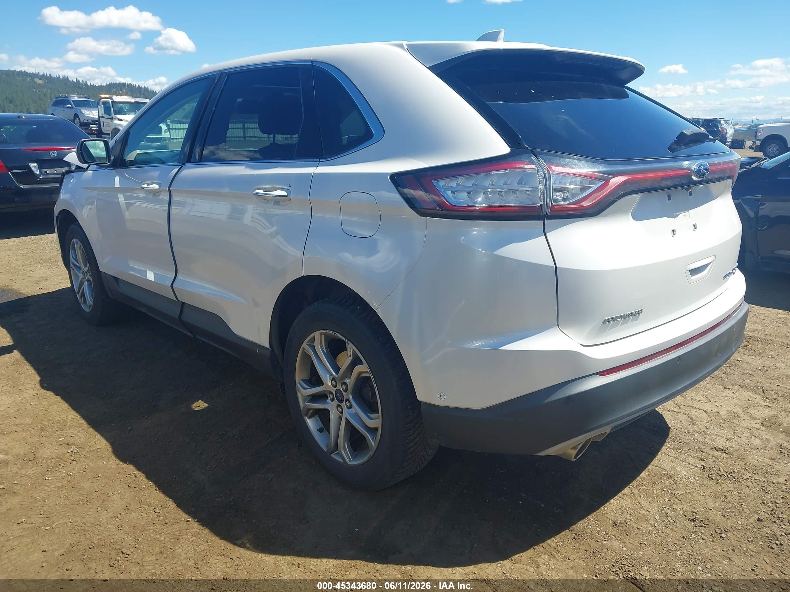 2015 Ford Edge Titanium White vin: 2FMPK4K81FBB28298