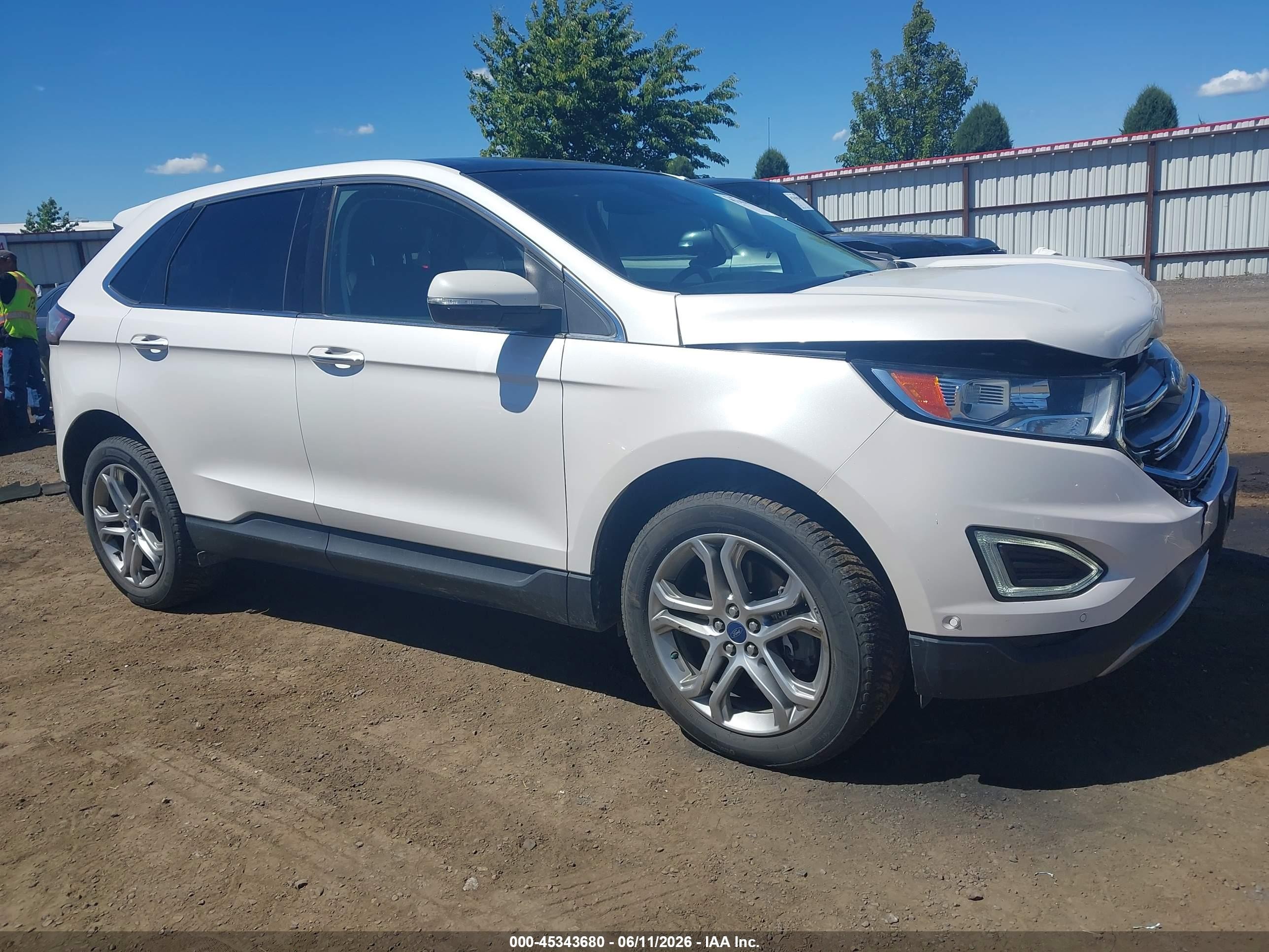 2015 Ford Edge Titanium White vin: 2FMPK4K81FBB28298