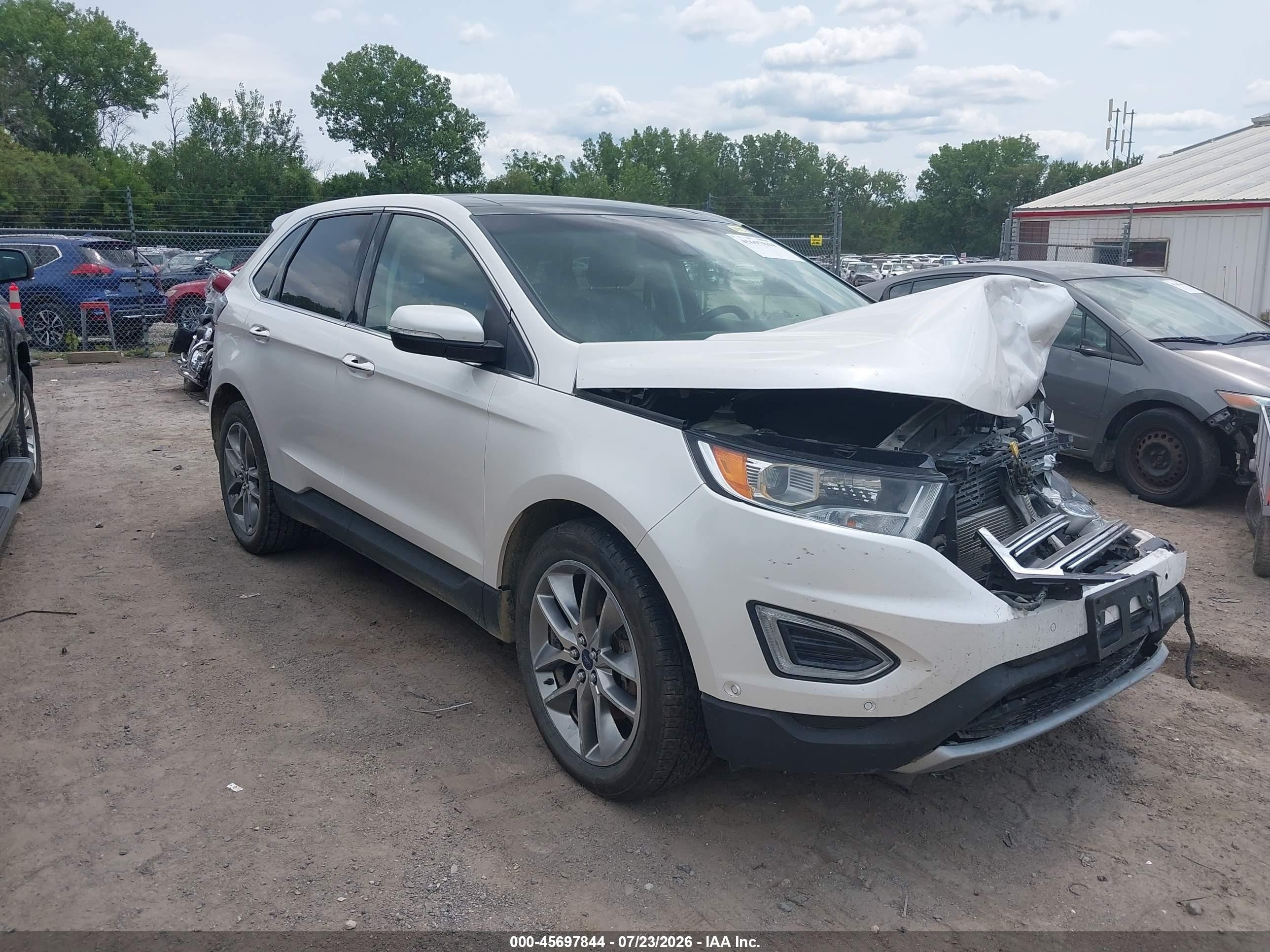 2015 Ford Edge Titanium White vin: 2FMPK4K85FBB40762