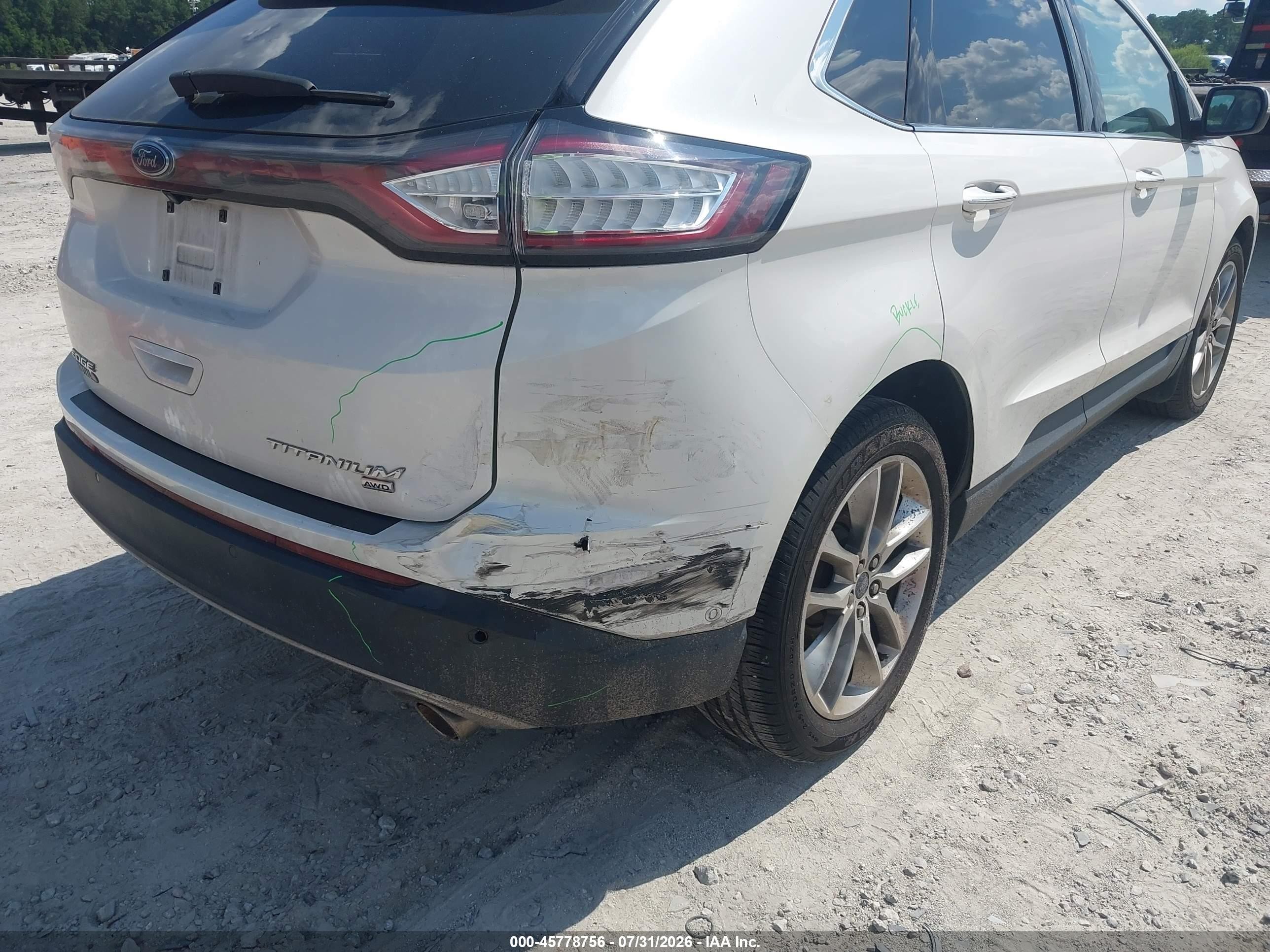 2015 Ford Edge Titanium White vin: 2FMPK4K86FBB51608