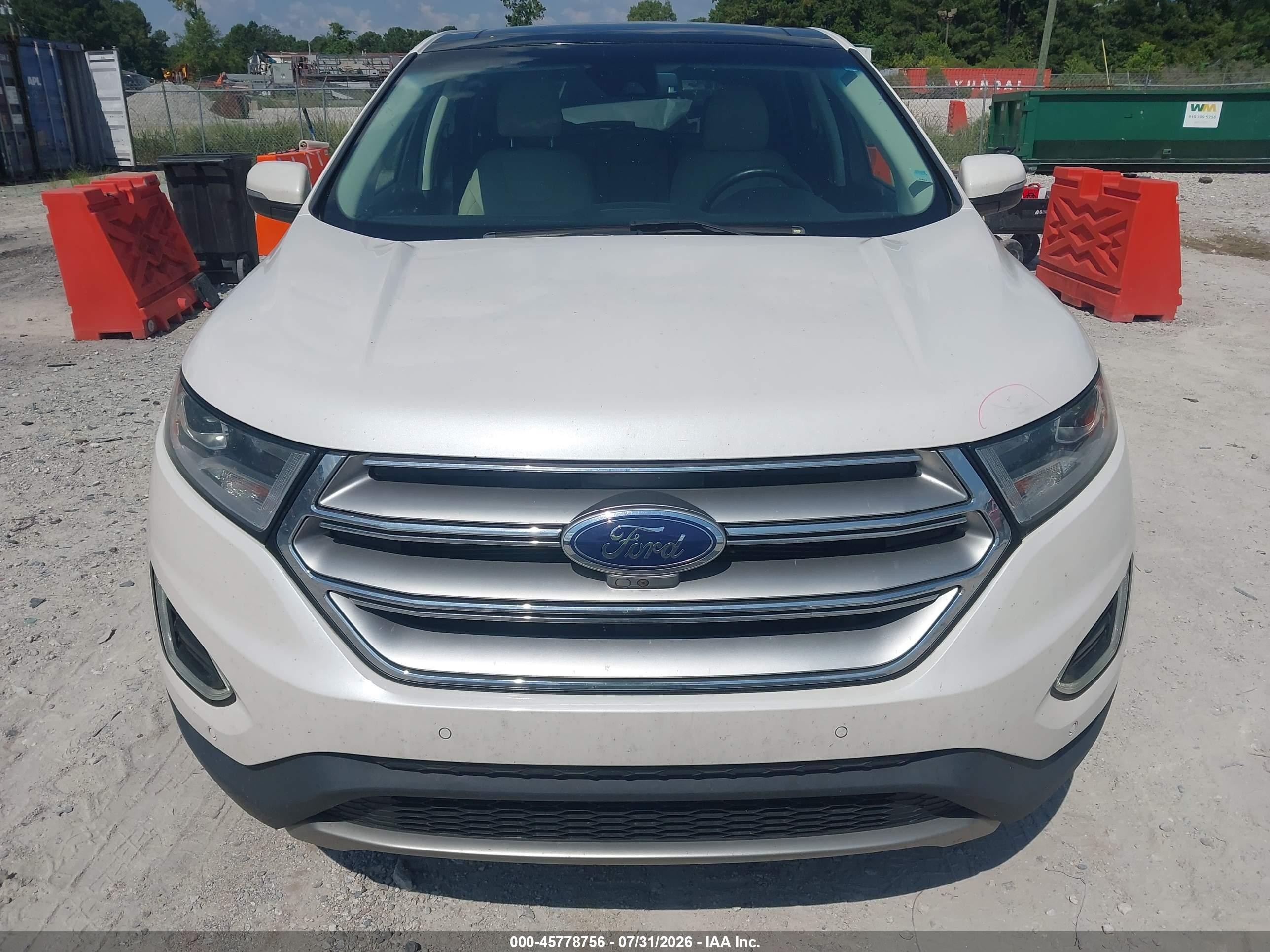 2015 Ford Edge Titanium White vin: 2FMPK4K86FBB51608