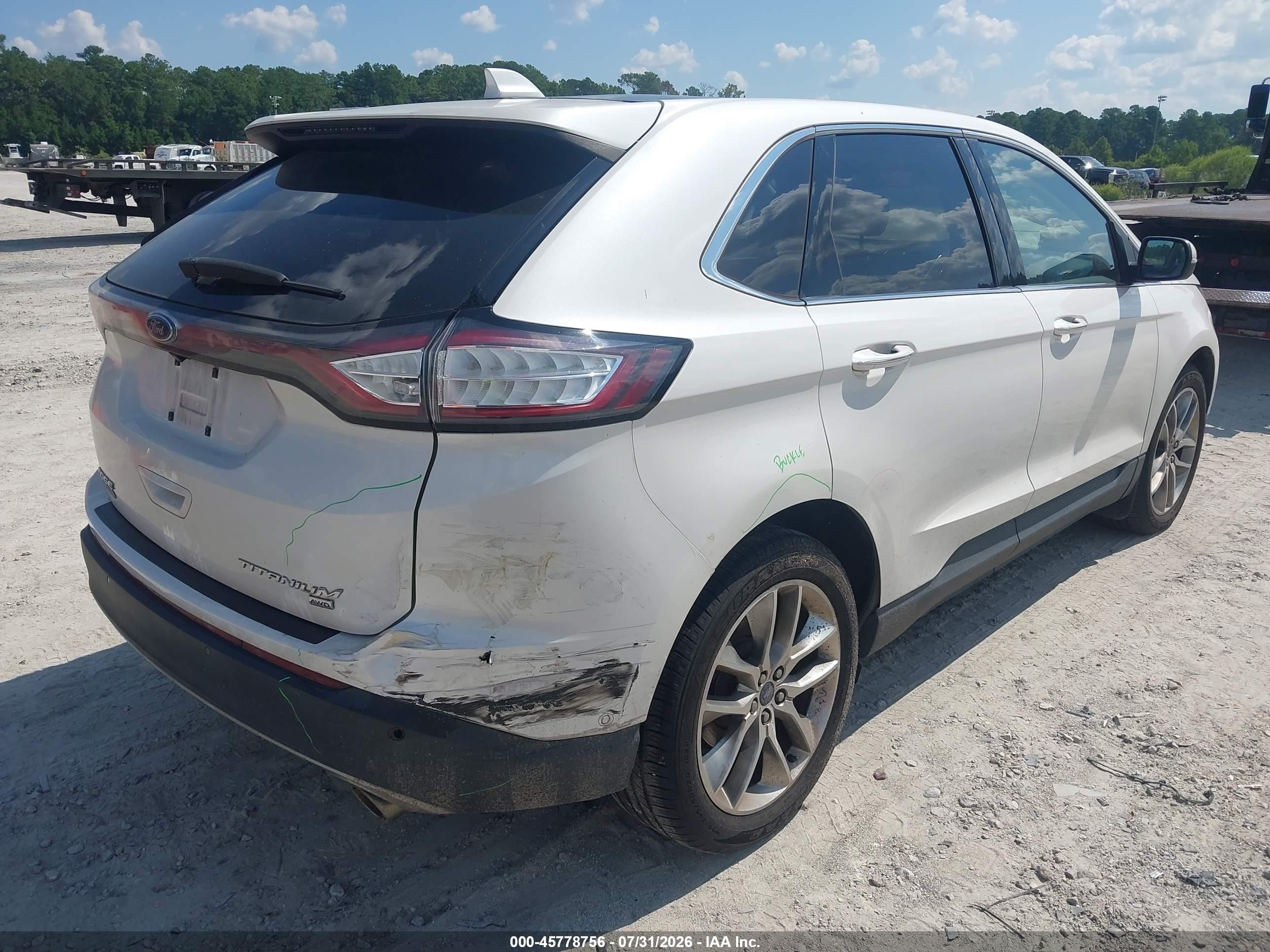 2015 Ford Edge Titanium White vin: 2FMPK4K86FBB51608