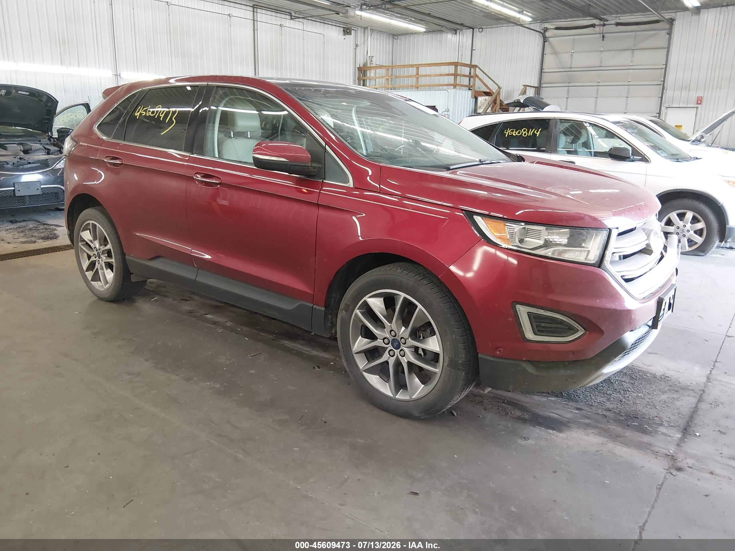 2015 Ford Edge Titanium Red vin: 2FMPK4K88FBC38653