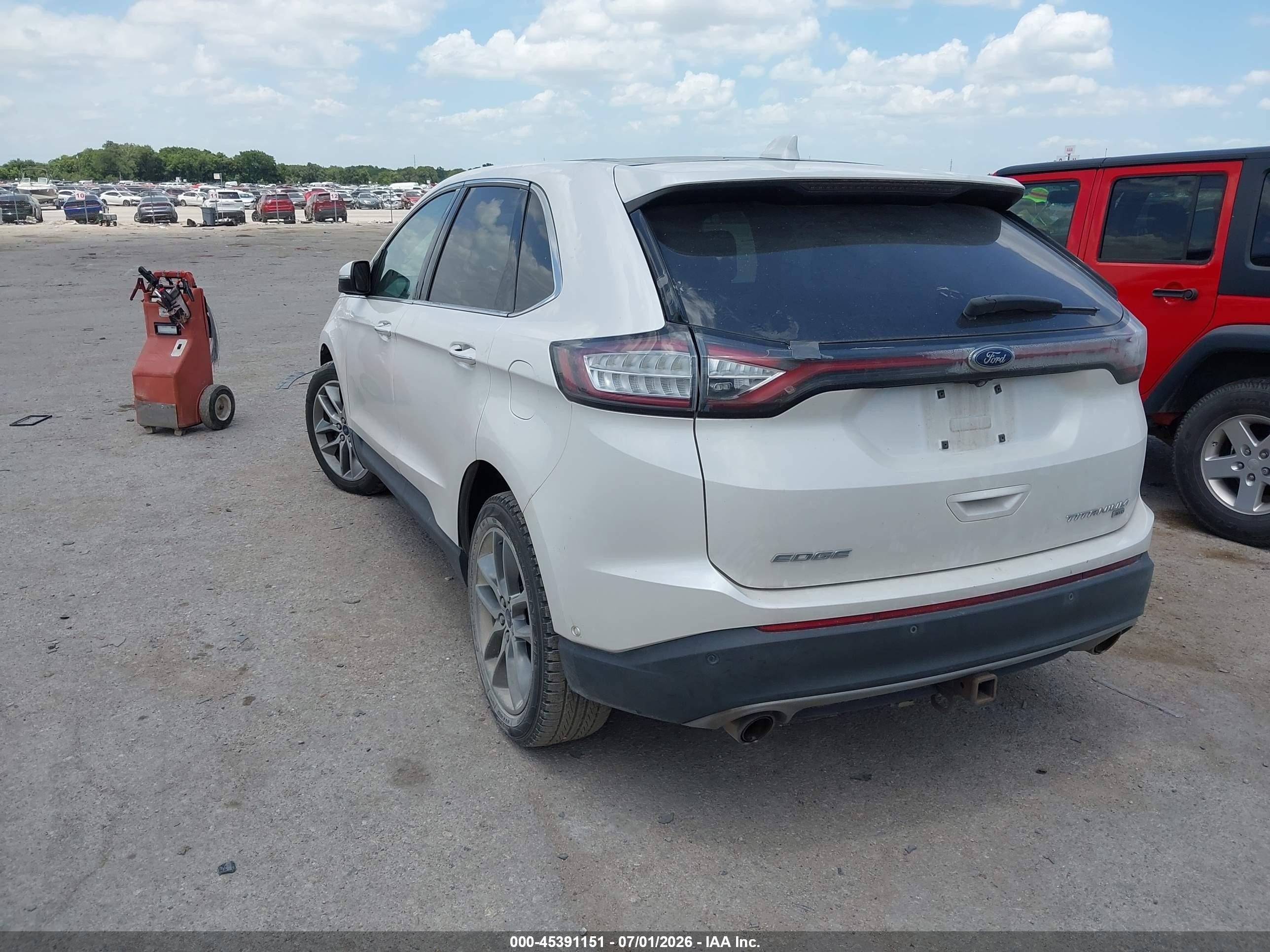 2015 Ford Edge Titanium White vin: 2FMPK4K88FBC41861