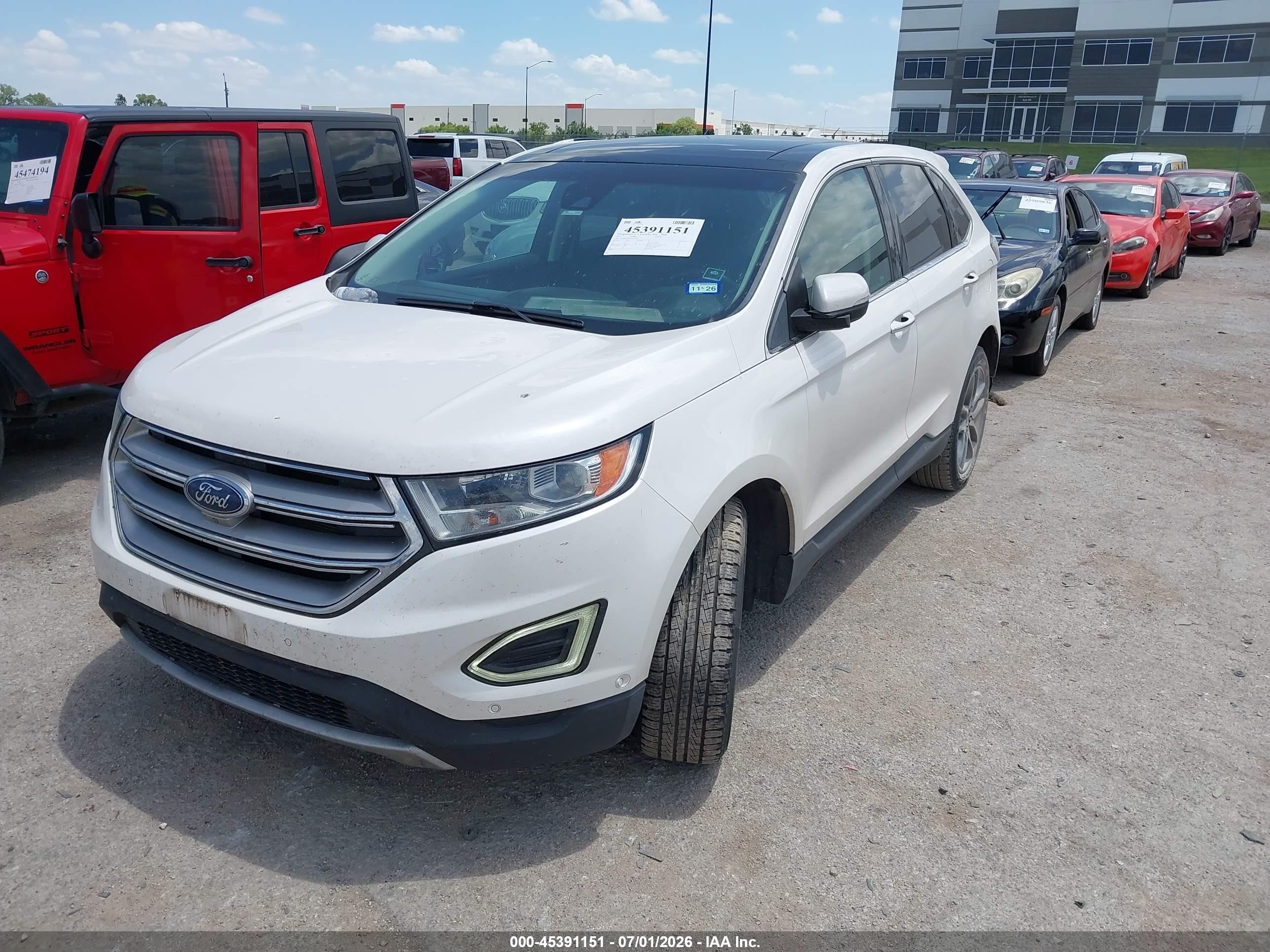 2015 Ford Edge Titanium White vin: 2FMPK4K88FBC41861