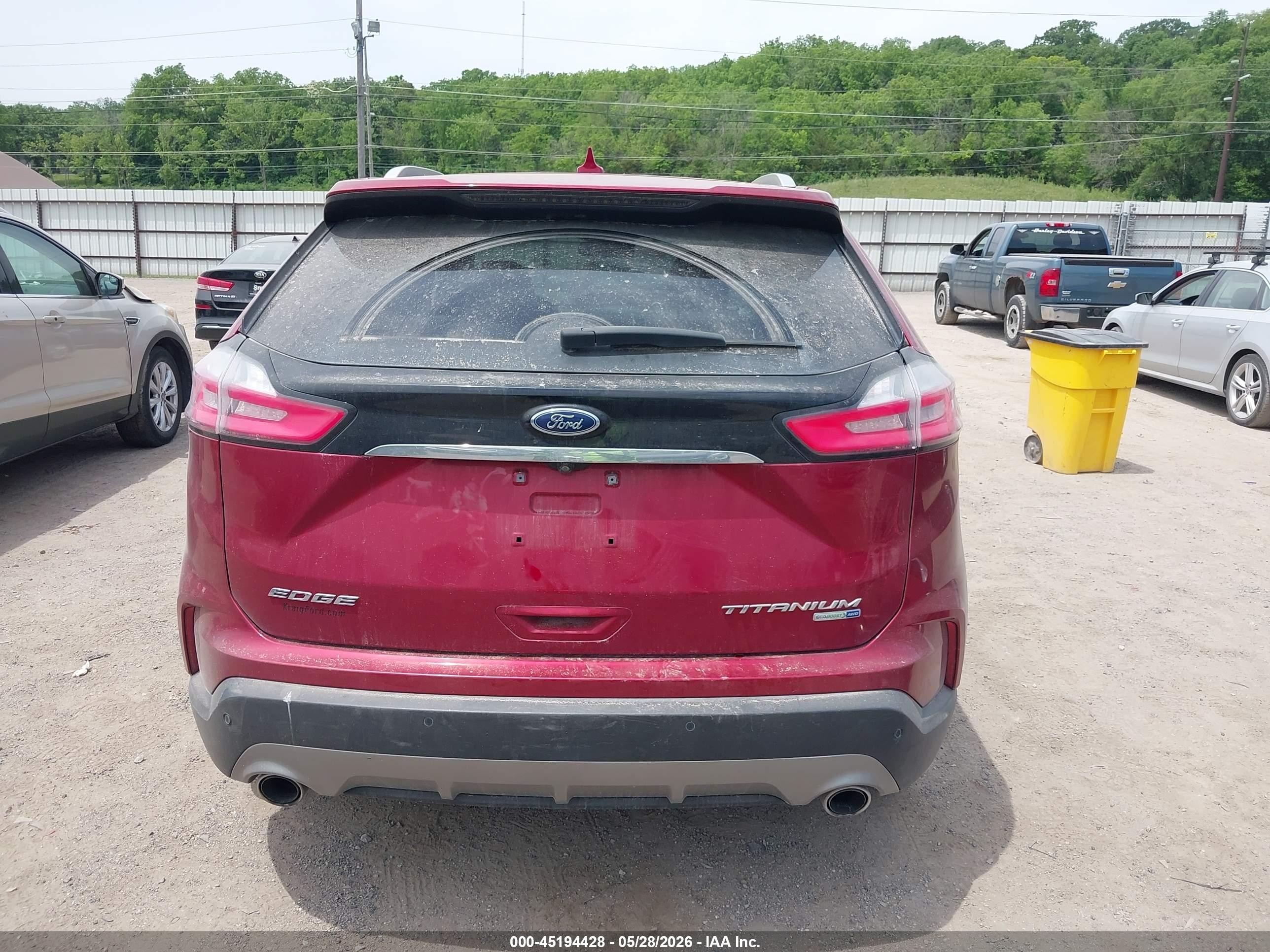 2019 Ford Edge Titanium Красный vin: 2FMPK4K91KBB23606