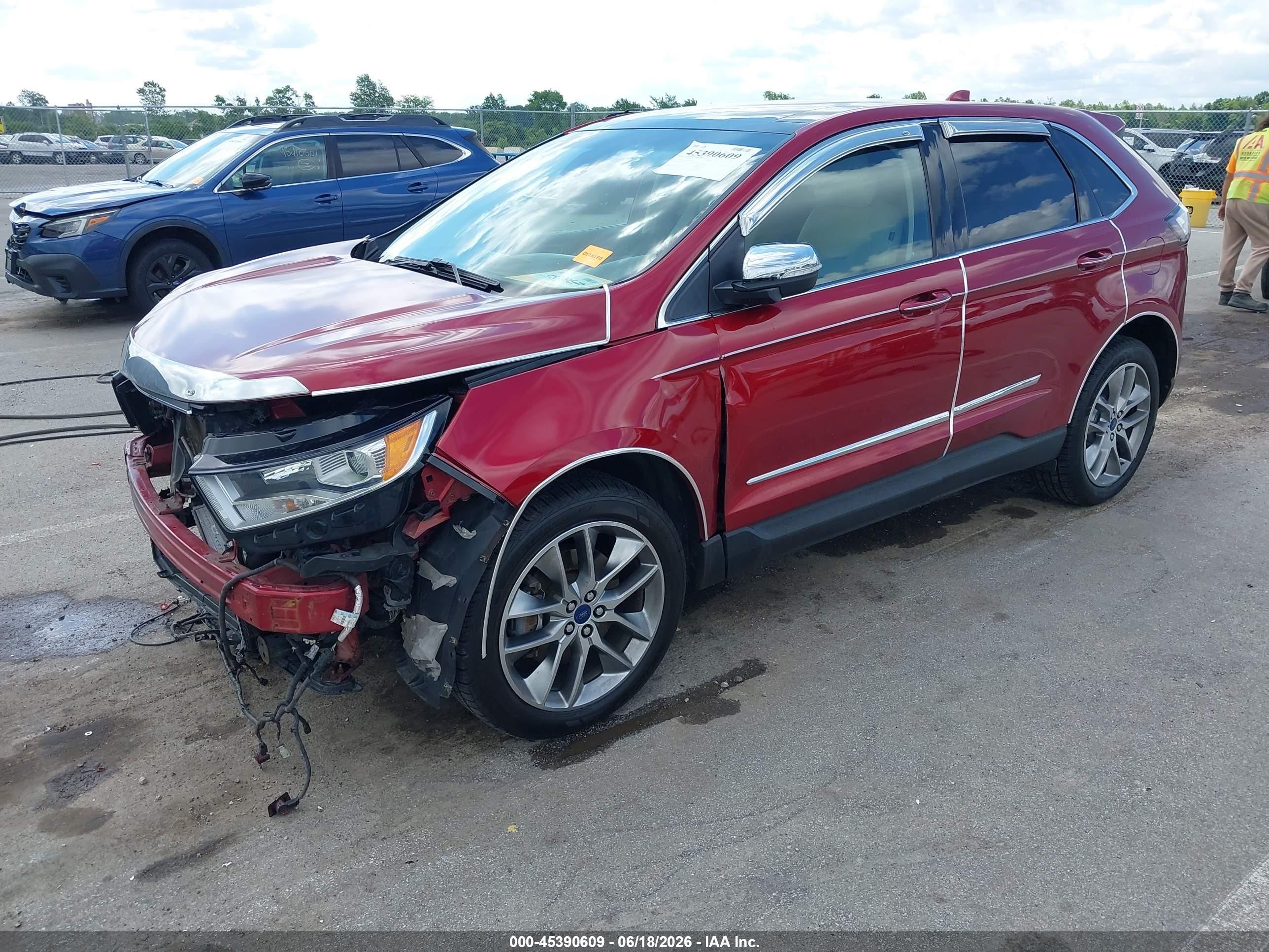 2015 Ford Edge Titanium Red vin: 2FMPK4K93FBB41580