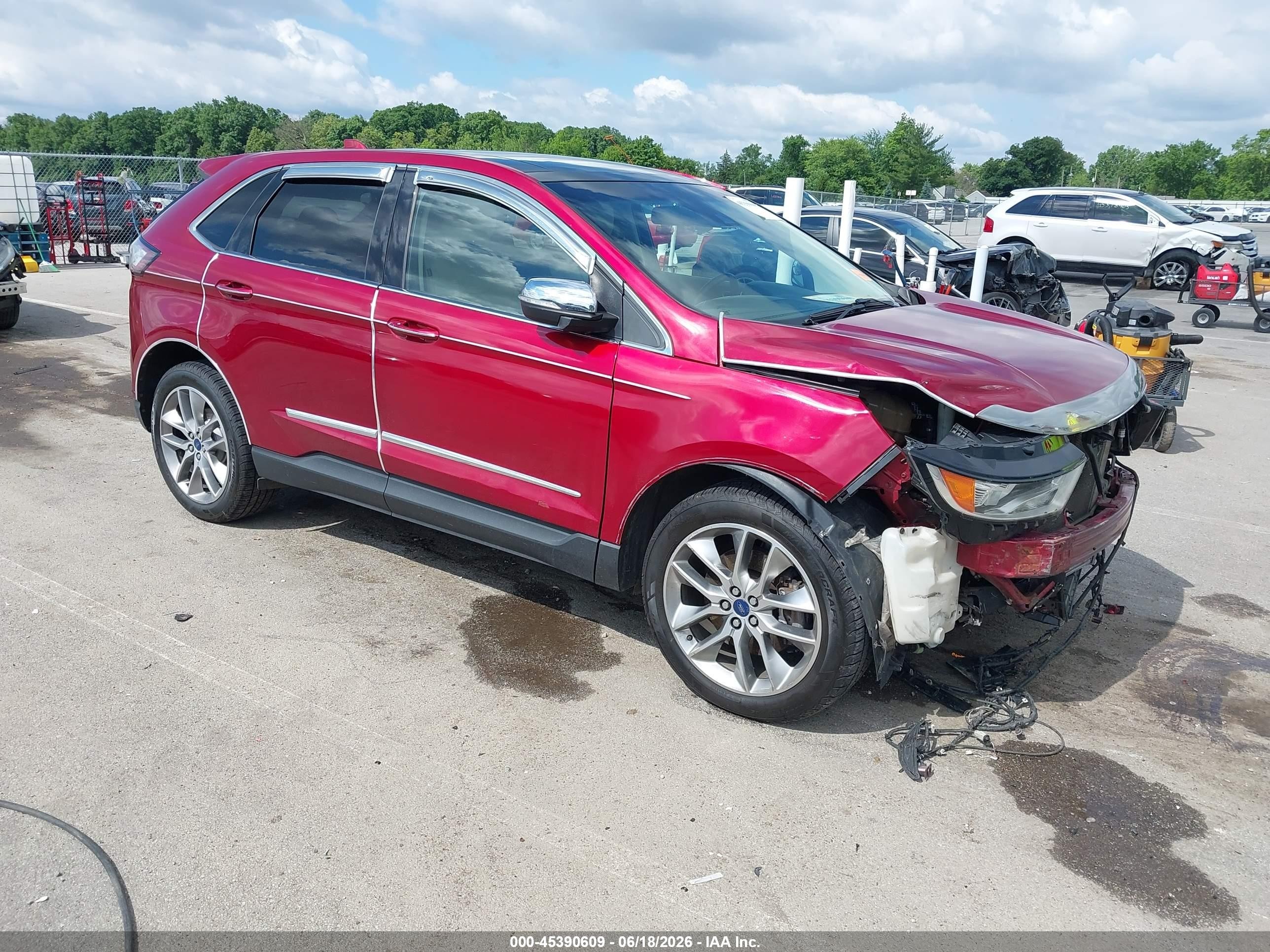2015 Ford Edge Titanium Red vin: 2FMPK4K93FBB41580