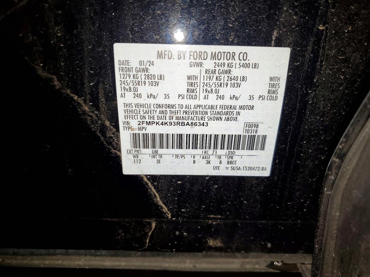 2024 Ford Edge Titanium Black vin: 2FMPK4K93RBA86343