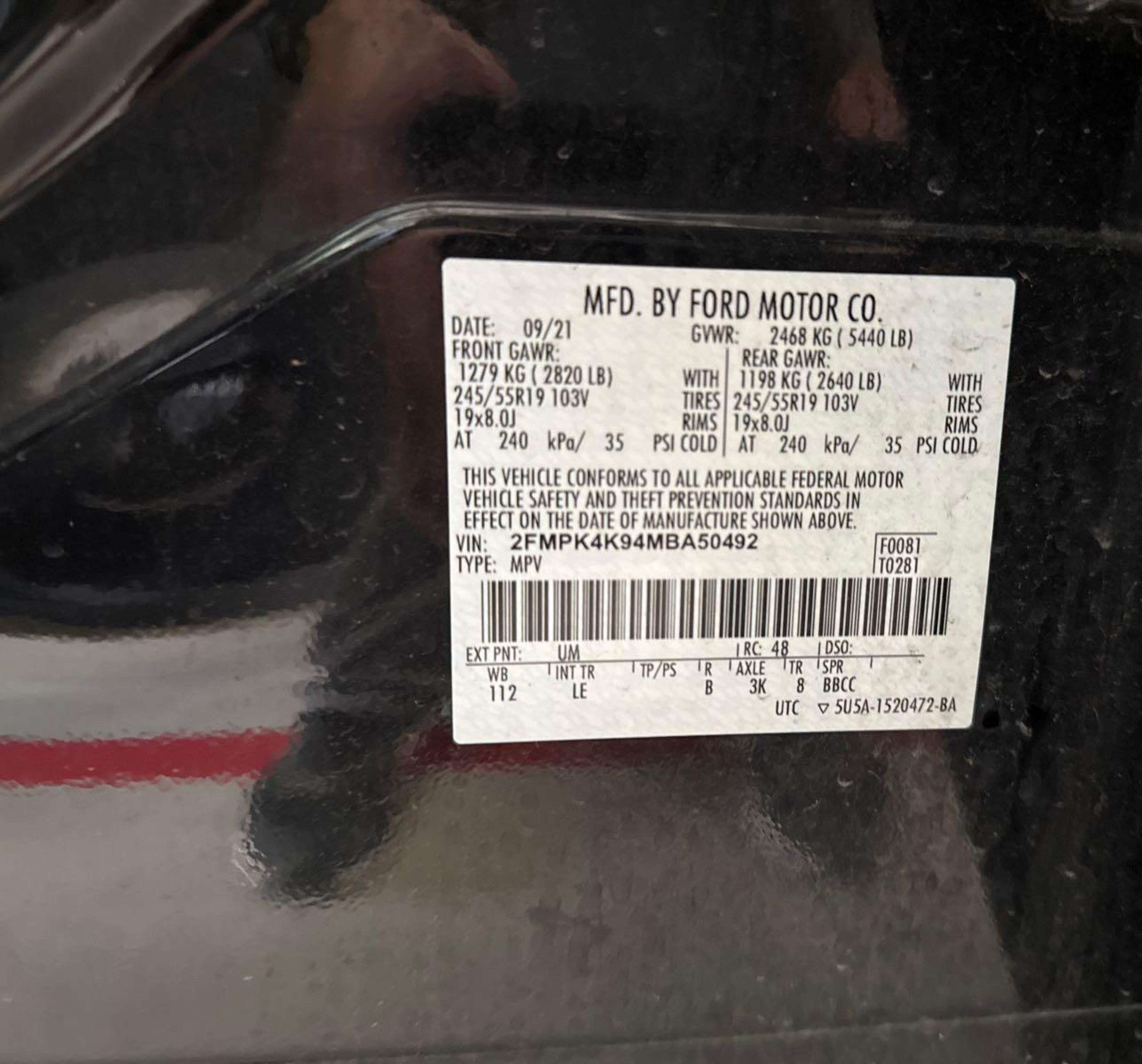 2021 Ford Edge Titanium vin: 2FMPK4K94MBA50492