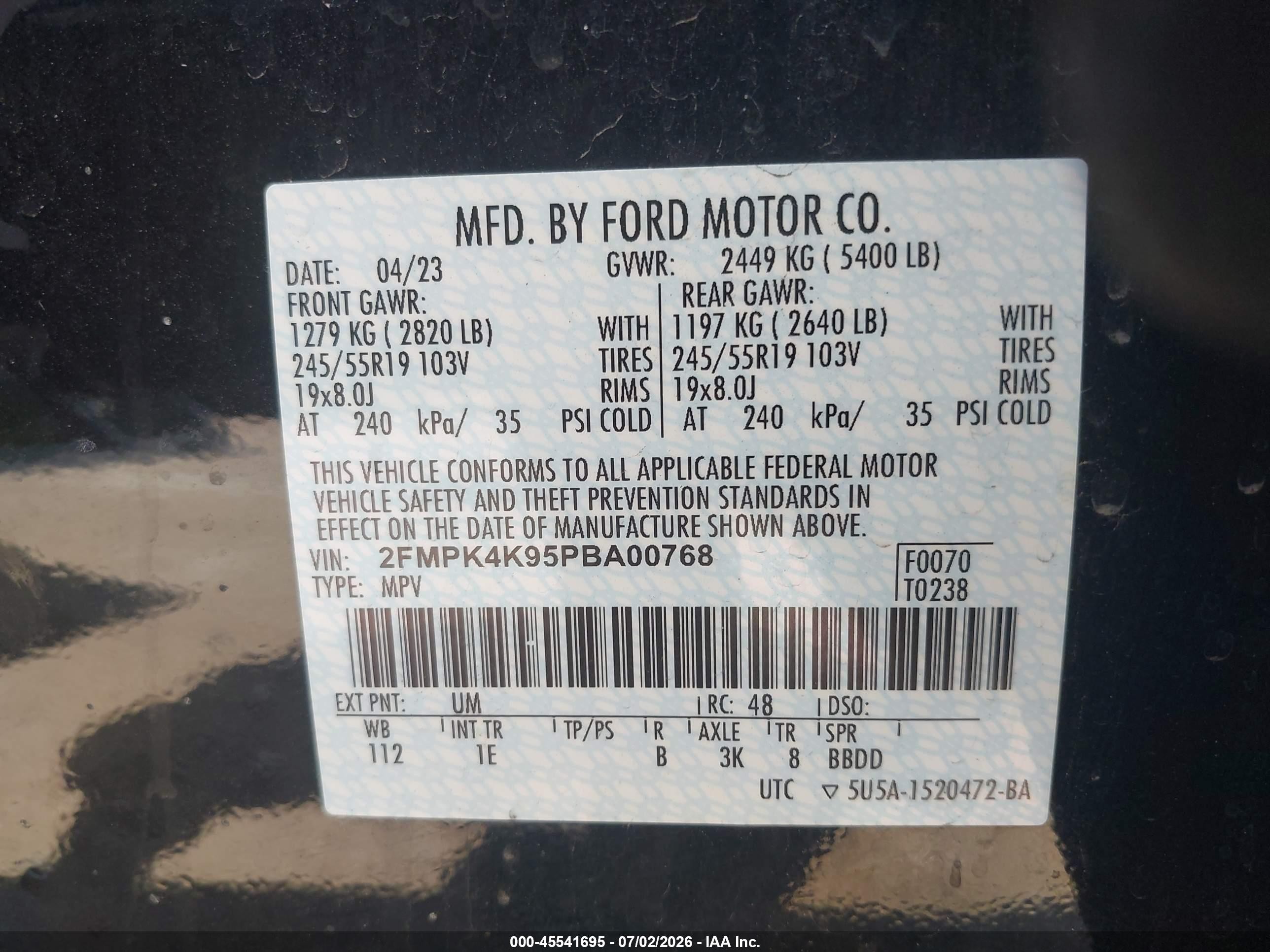 2023 Ford Edge Titanium Черный vin: 2FMPK4K95PBA00768