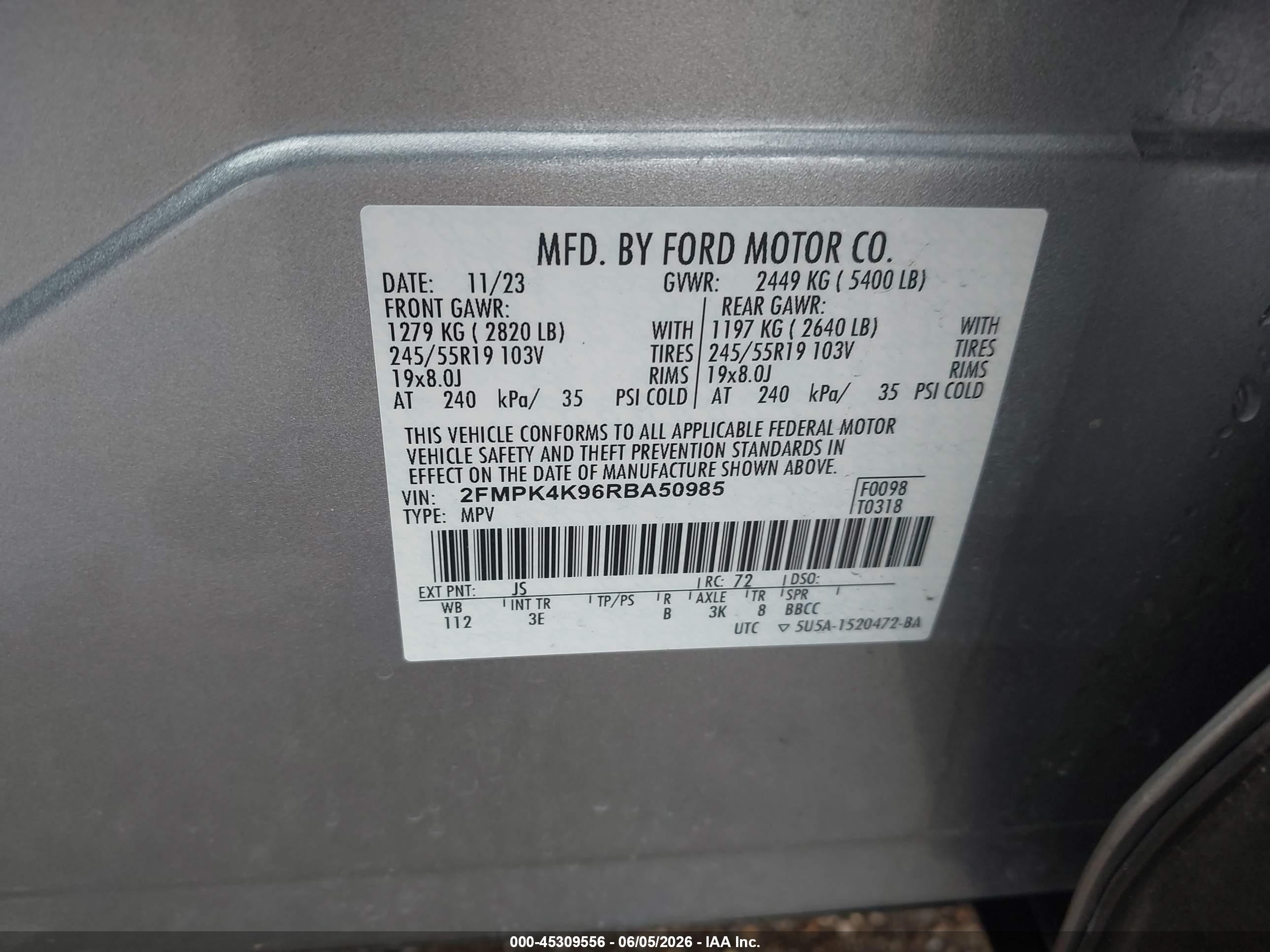 2024 Ford Edge Titanium Silver vin: 2FMPK4K96RBA50985