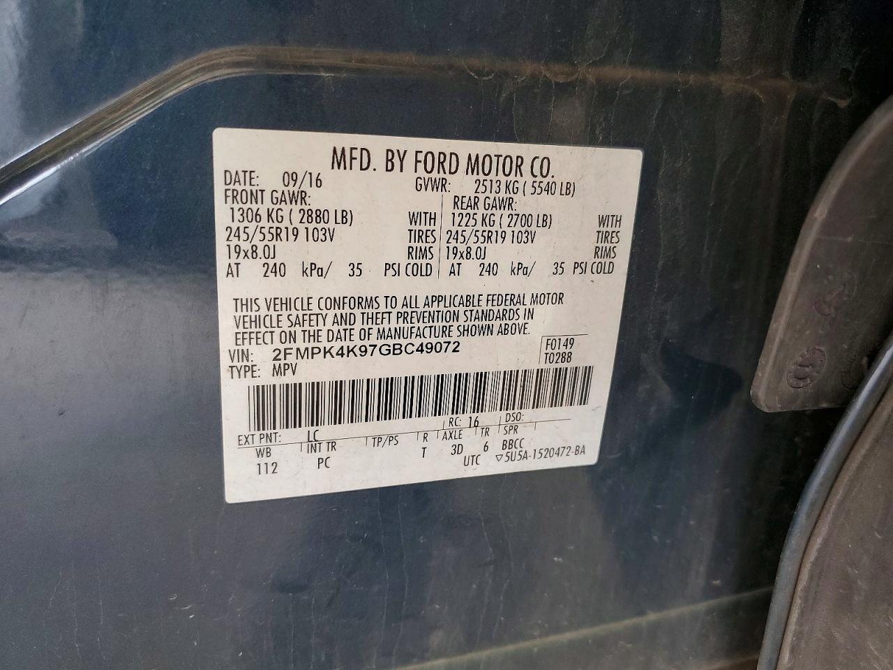 2016 Ford Edge Titanium Blue vin: 2FMPK4K97GBC49072