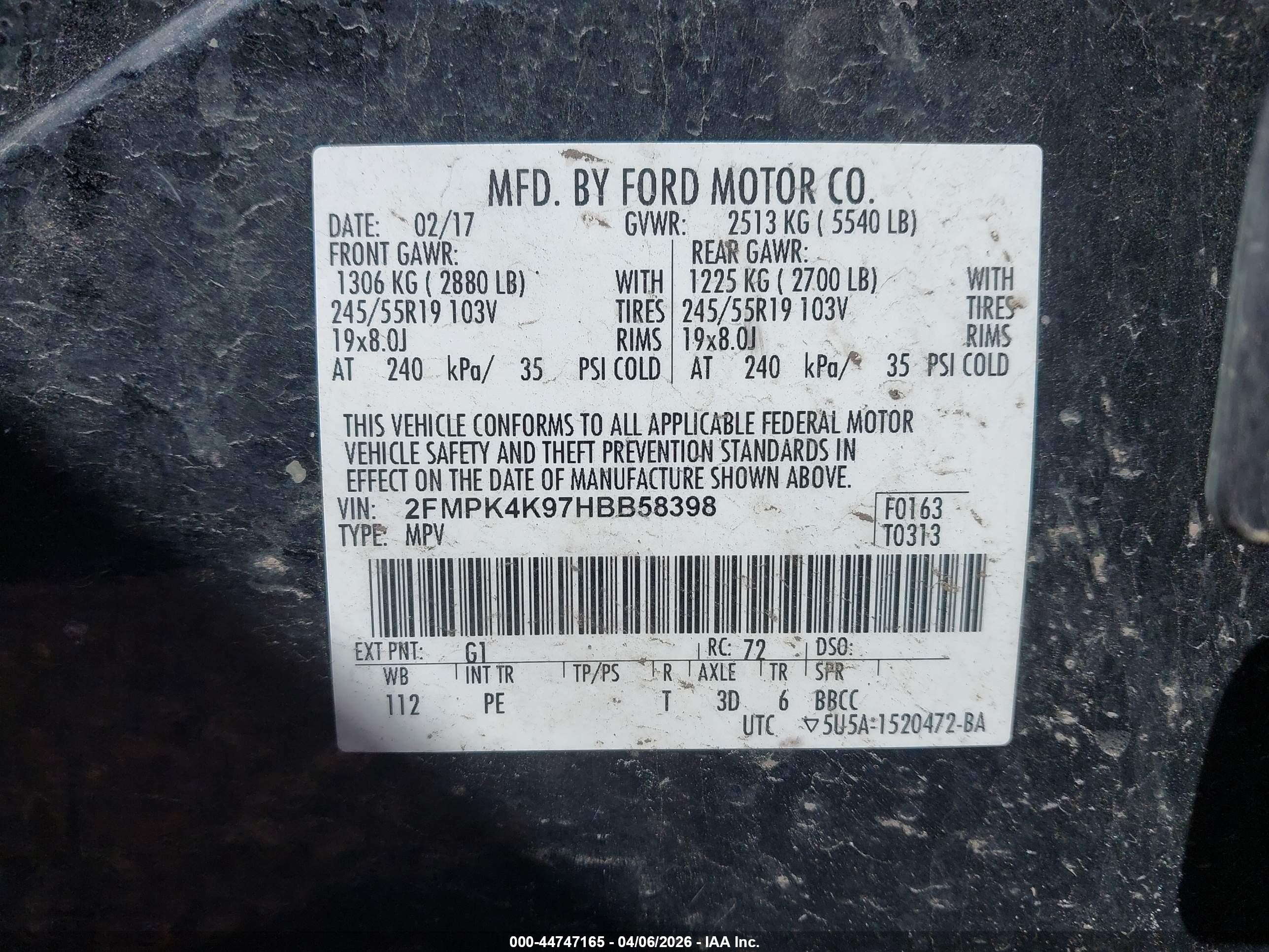 2017 Ford Edge Titanium Black vin: 2FMPK4K97HBB58398