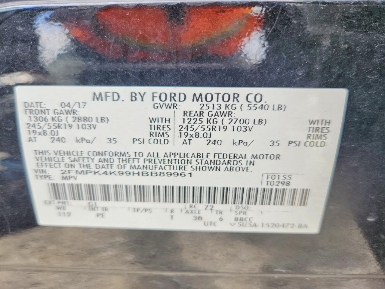 2017 Ford Edge Titanium Black vin: 2FMPK4K99HBB89961