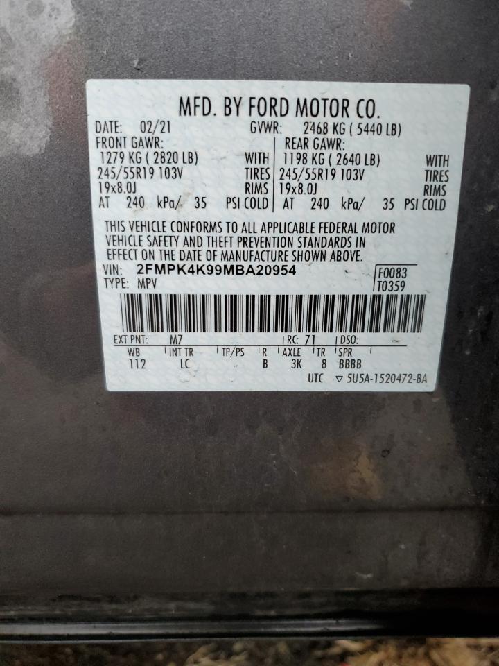 2021 Ford Edge Titanium Gray vin: 2FMPK4K99MBA20954