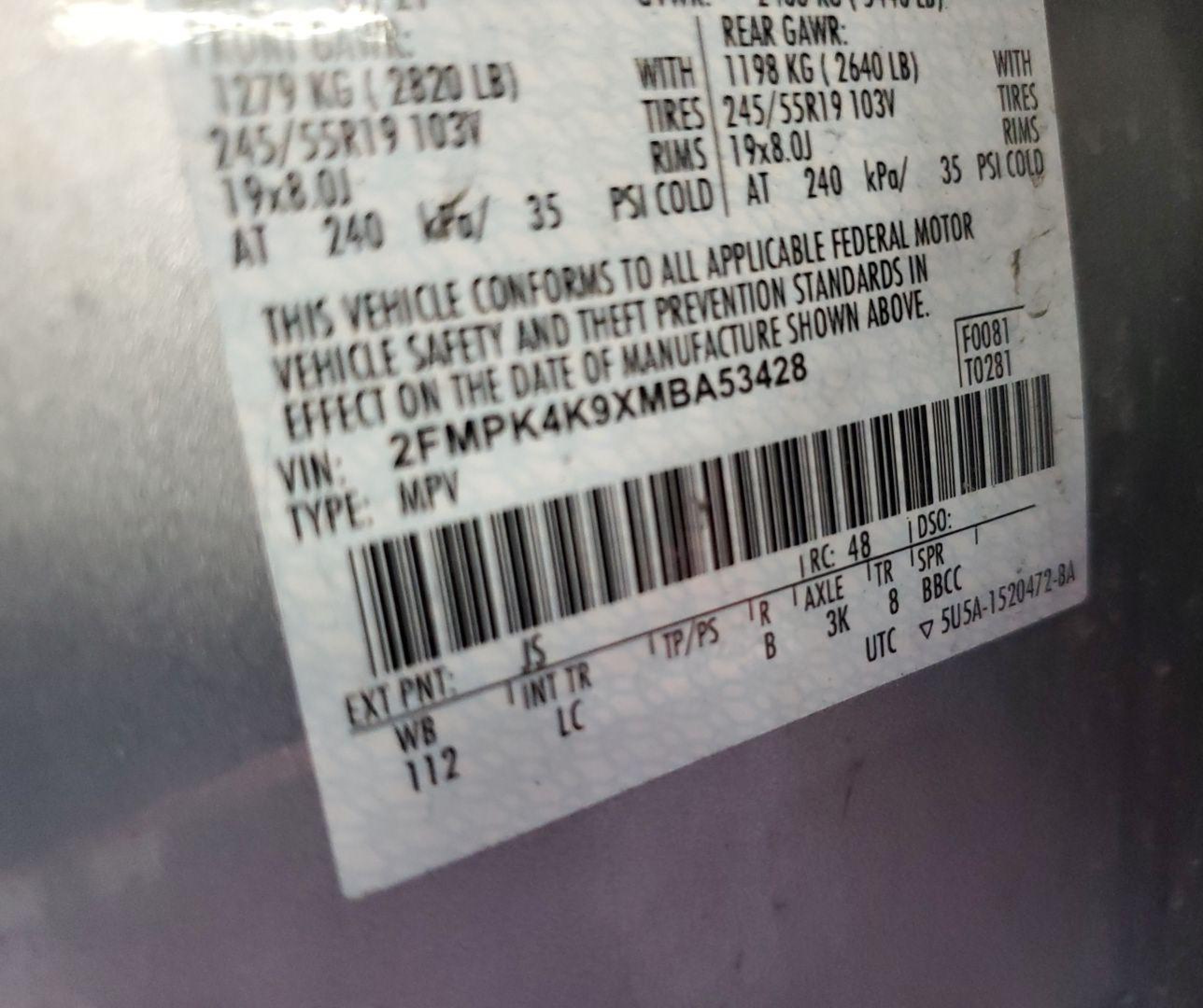 2021 Ford Edge Titanium vin: 2FMPK4K9XMBA53428