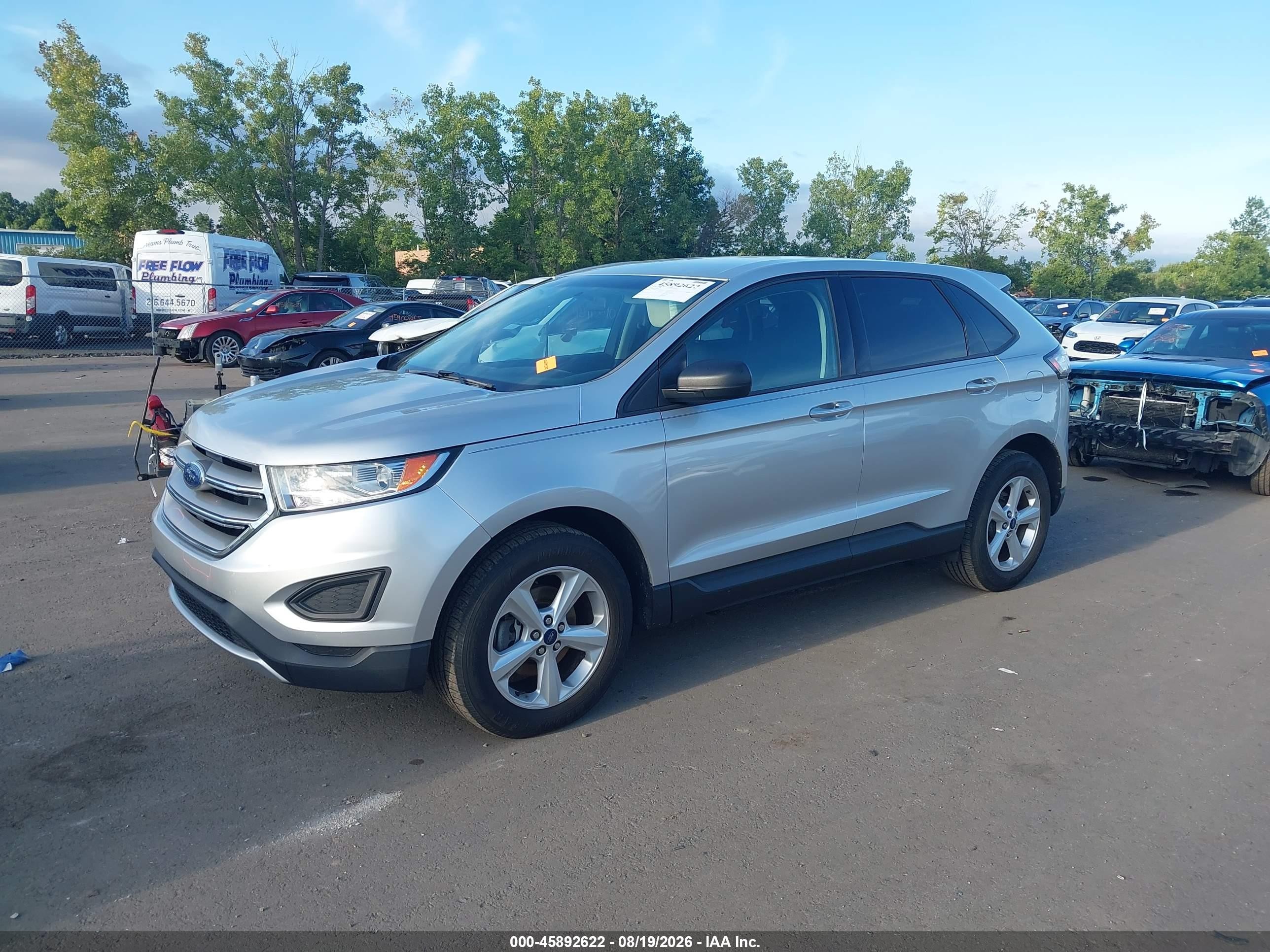 2015 Ford Edge Se Silver vin: 2FMTK3G88FBC10711