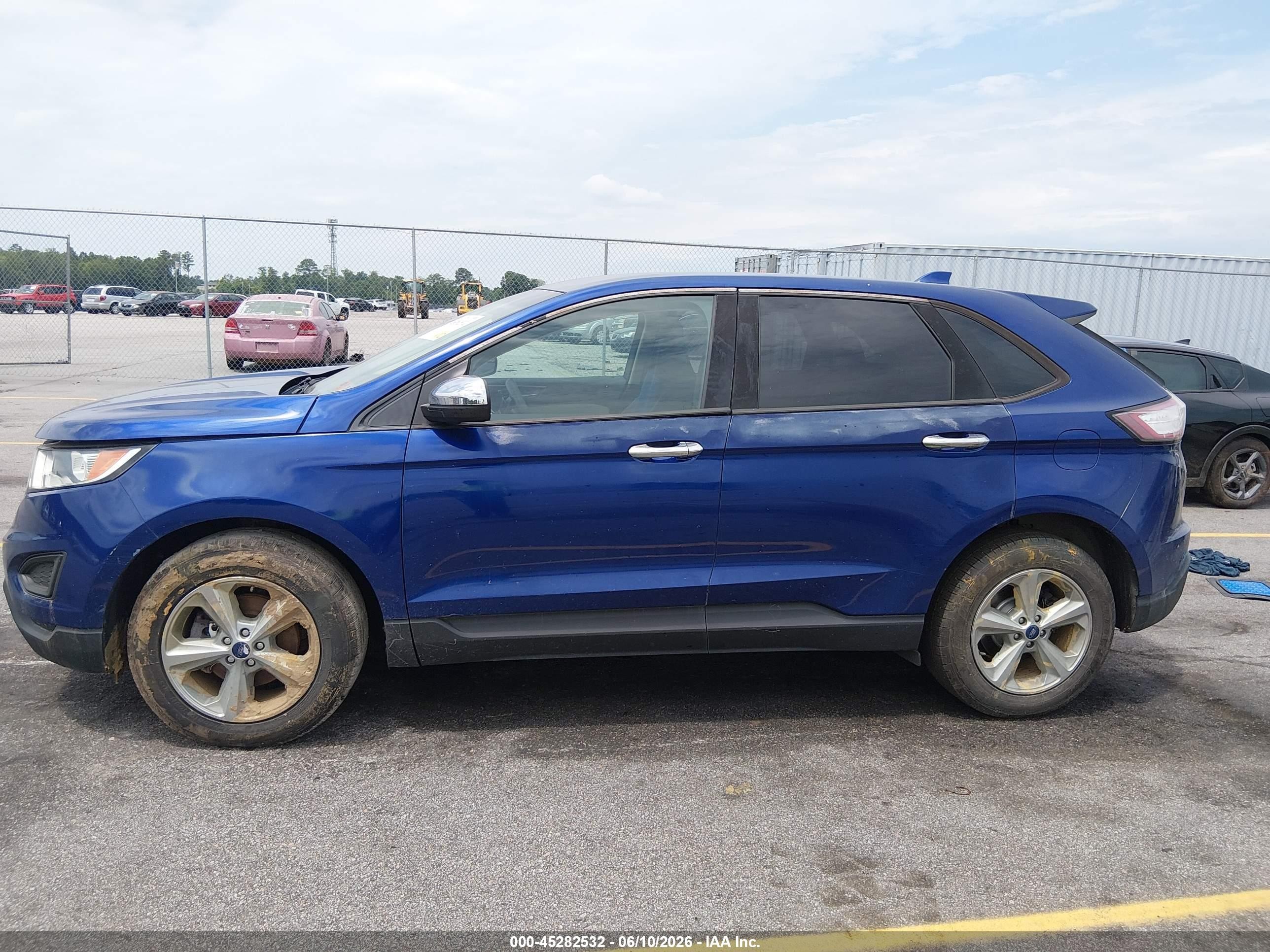 2015 Ford Edge Se Blue vin: 2FMTK3G89FBB45979