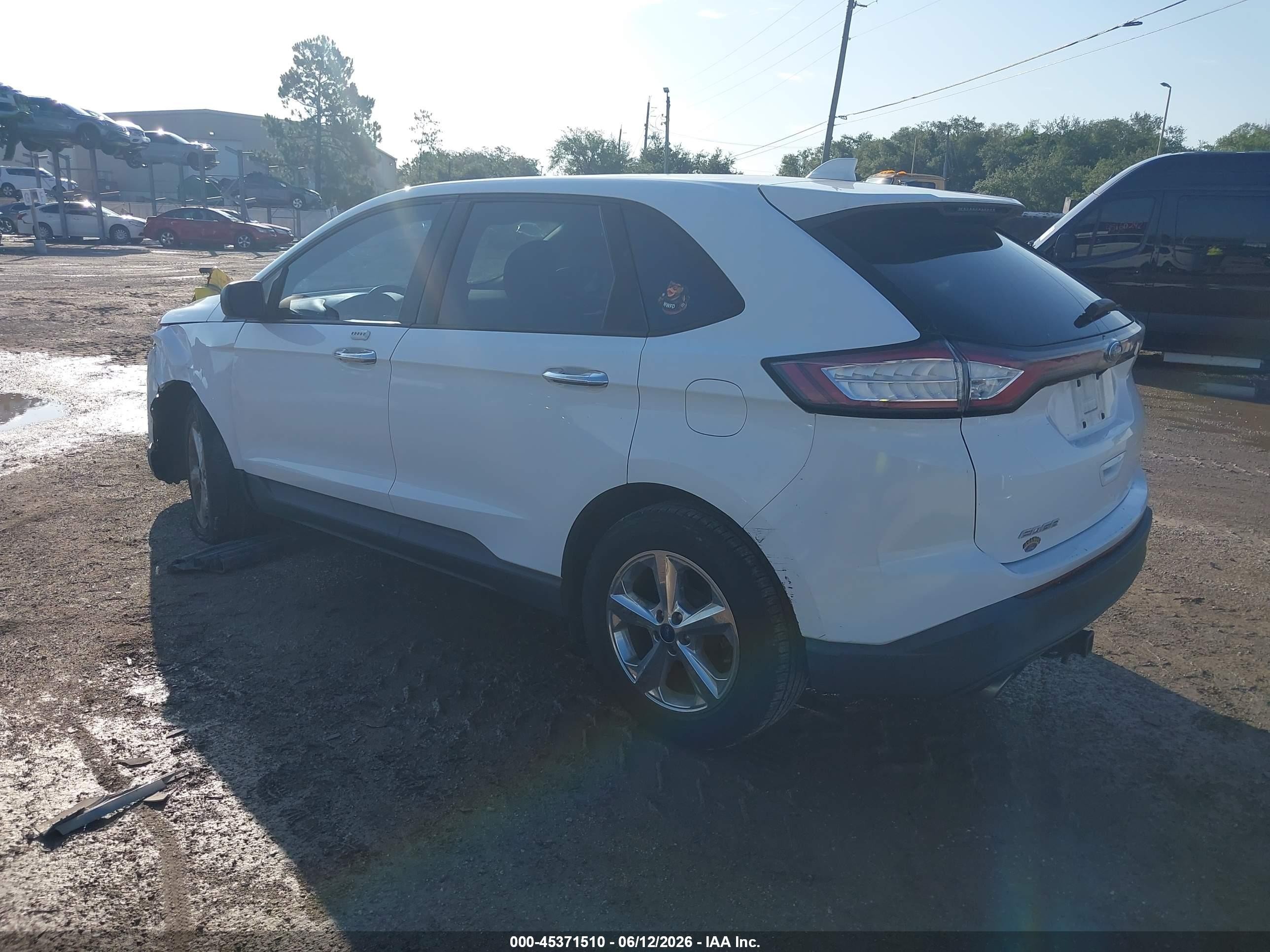 2015 Ford Edge Se White vin: 2FMTK3G89FBC37478