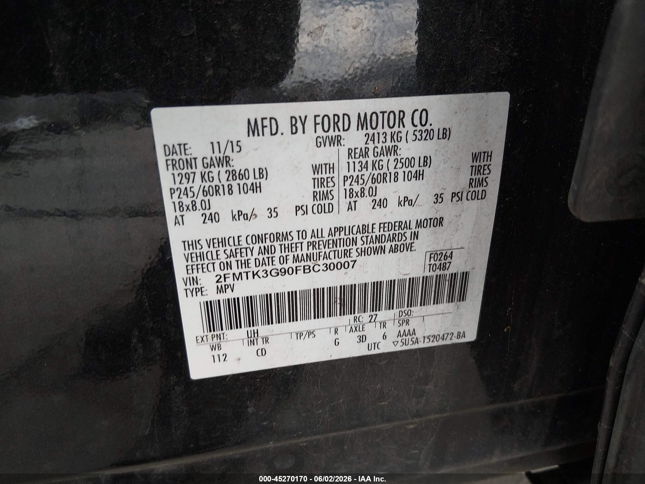 2015 Ford Edge Se Black vin: 2FMTK3G90FBC30007