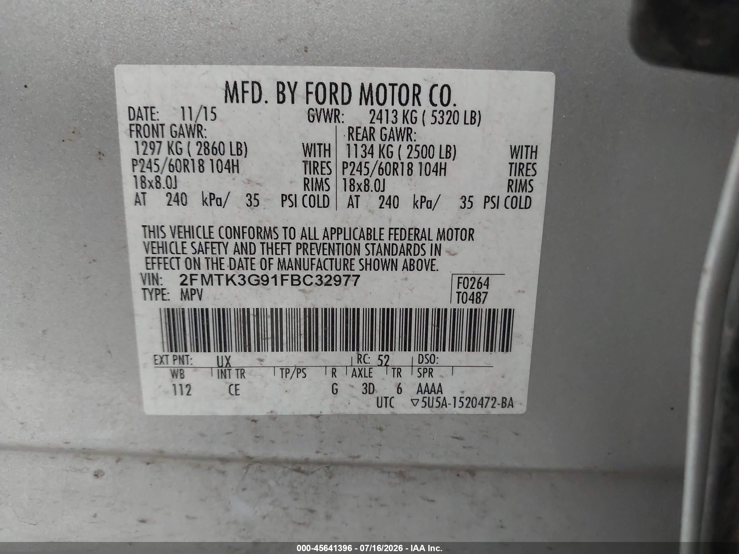 2015 Ford Edge Se Серебряный vin: 2FMTK3G91FBC32977