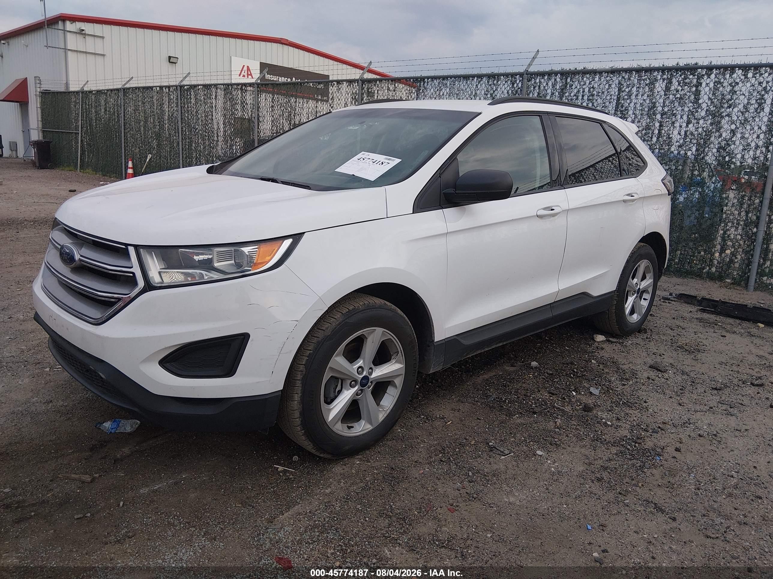 2015 Ford Edge Se White vin: 2FMTK3G91FBC33062