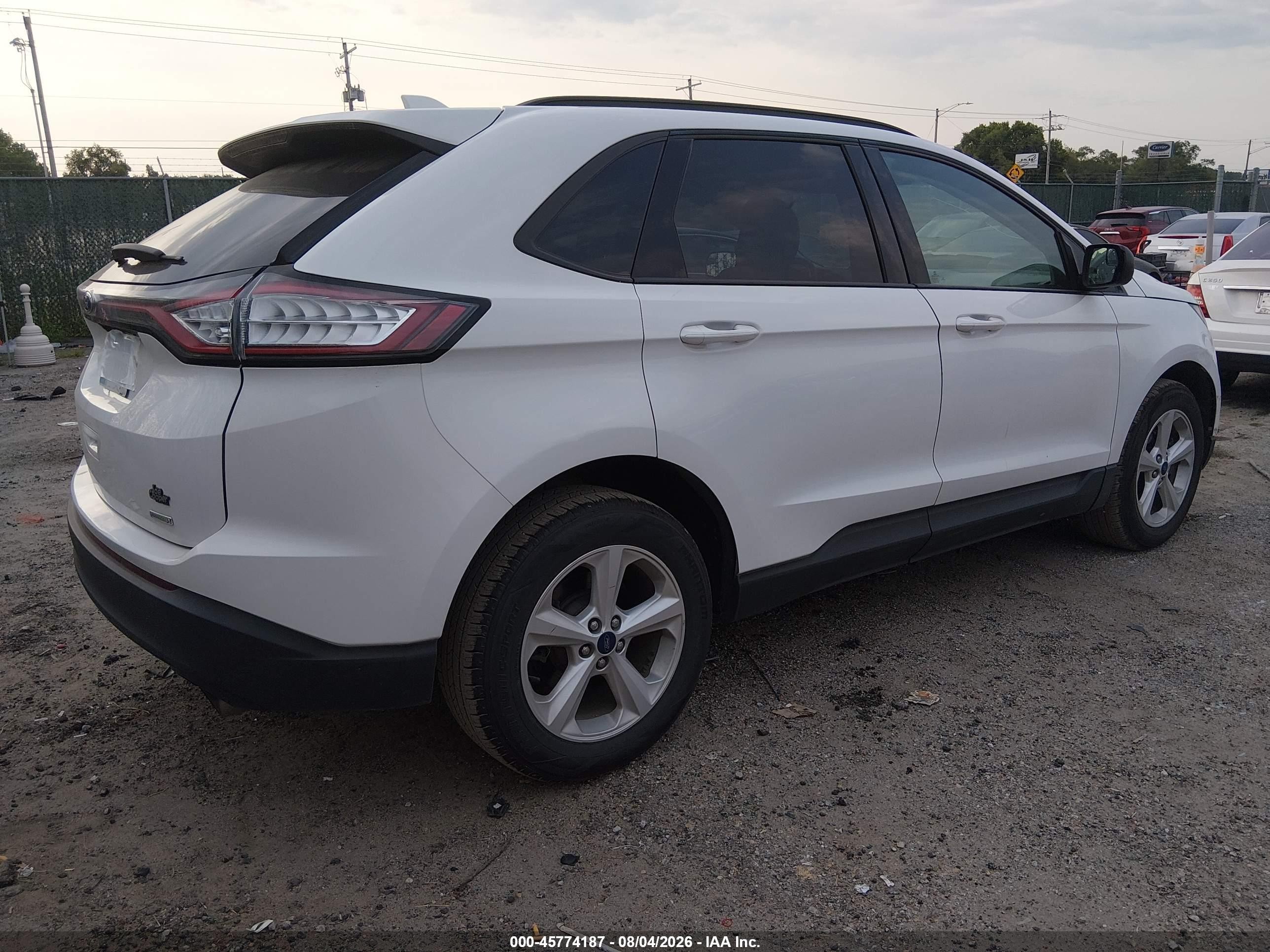 2015 Ford Edge Se White vin: 2FMTK3G91FBC33062