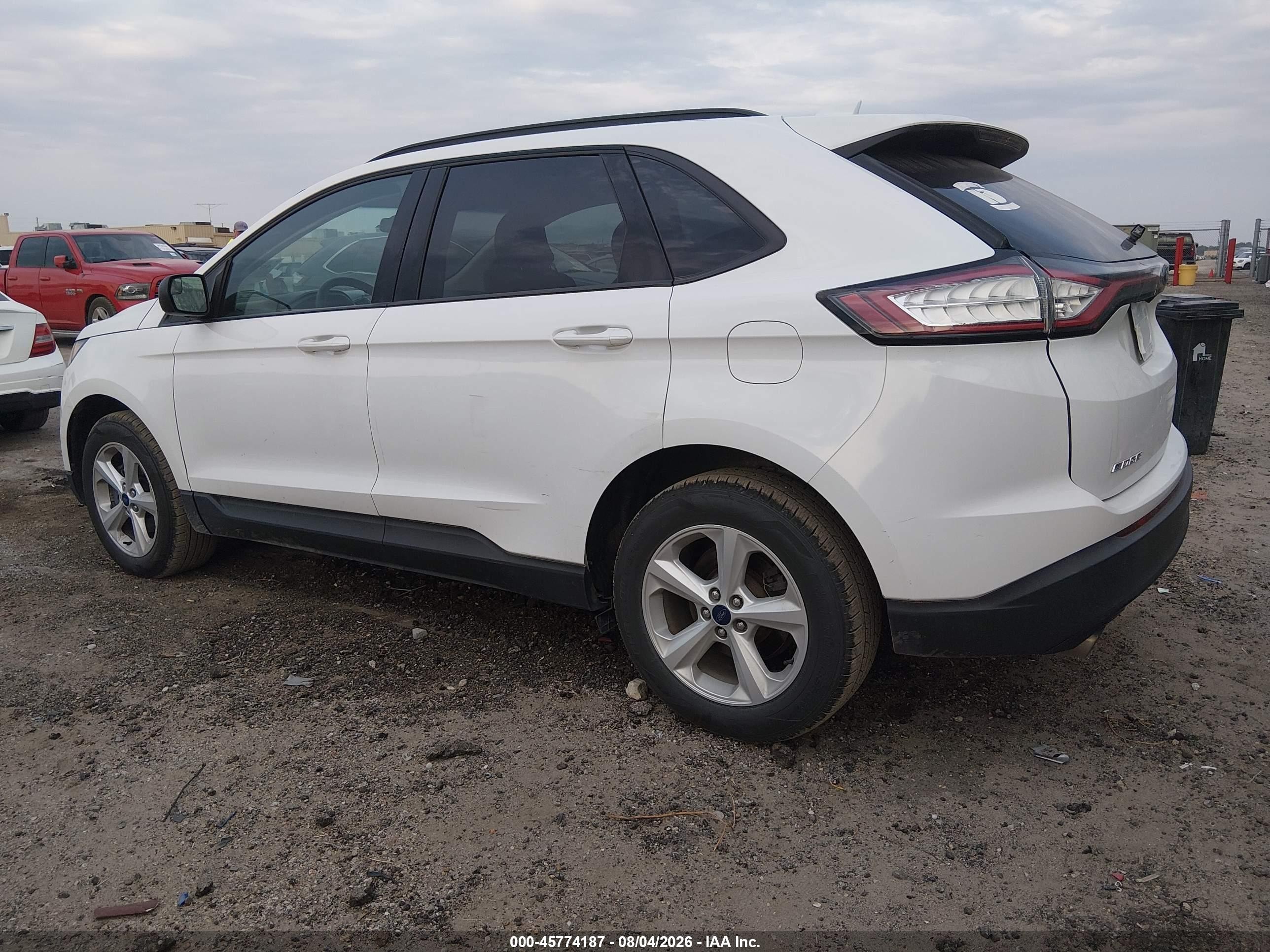 2015 Ford Edge Se White vin: 2FMTK3G91FBC33062