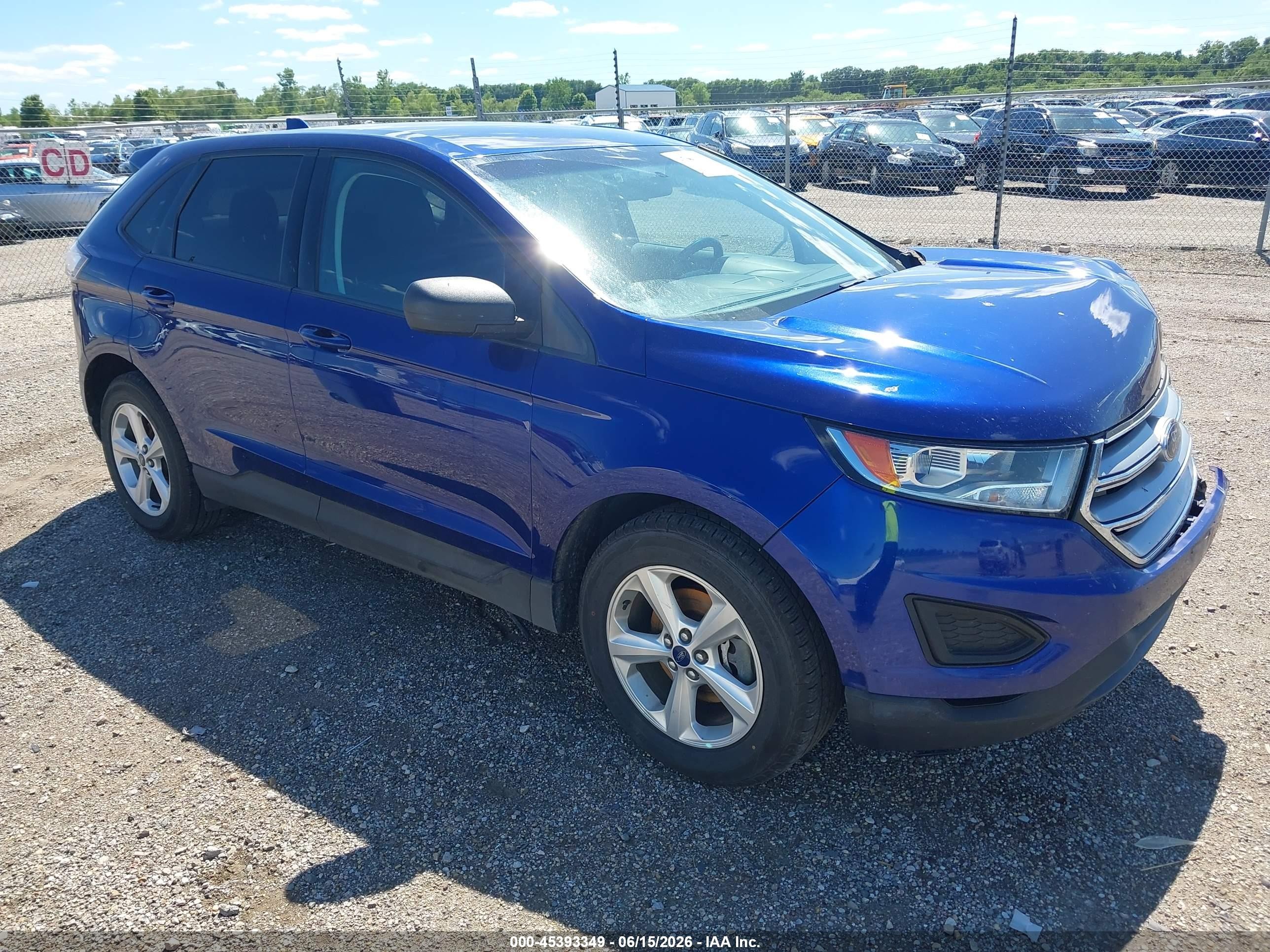 2015 Ford Edge Se Blue vin: 2FMTK3G94FBC32018